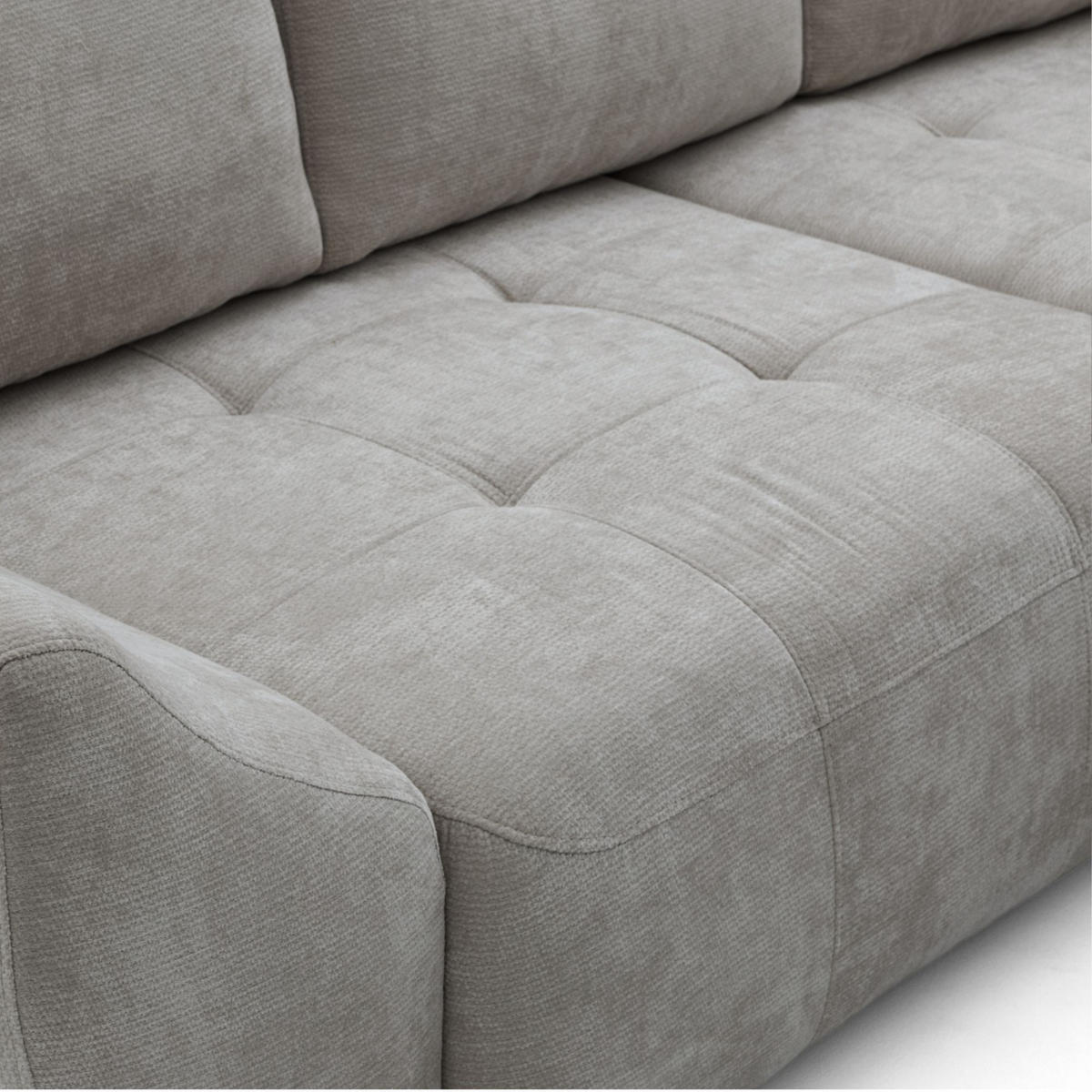 ECKSOFA NICE L Rechts mit Schlaffunktion 137x204 Chenille Grau - Schwarz/Grau, Holz/Textil (165/260cm) - Muffo