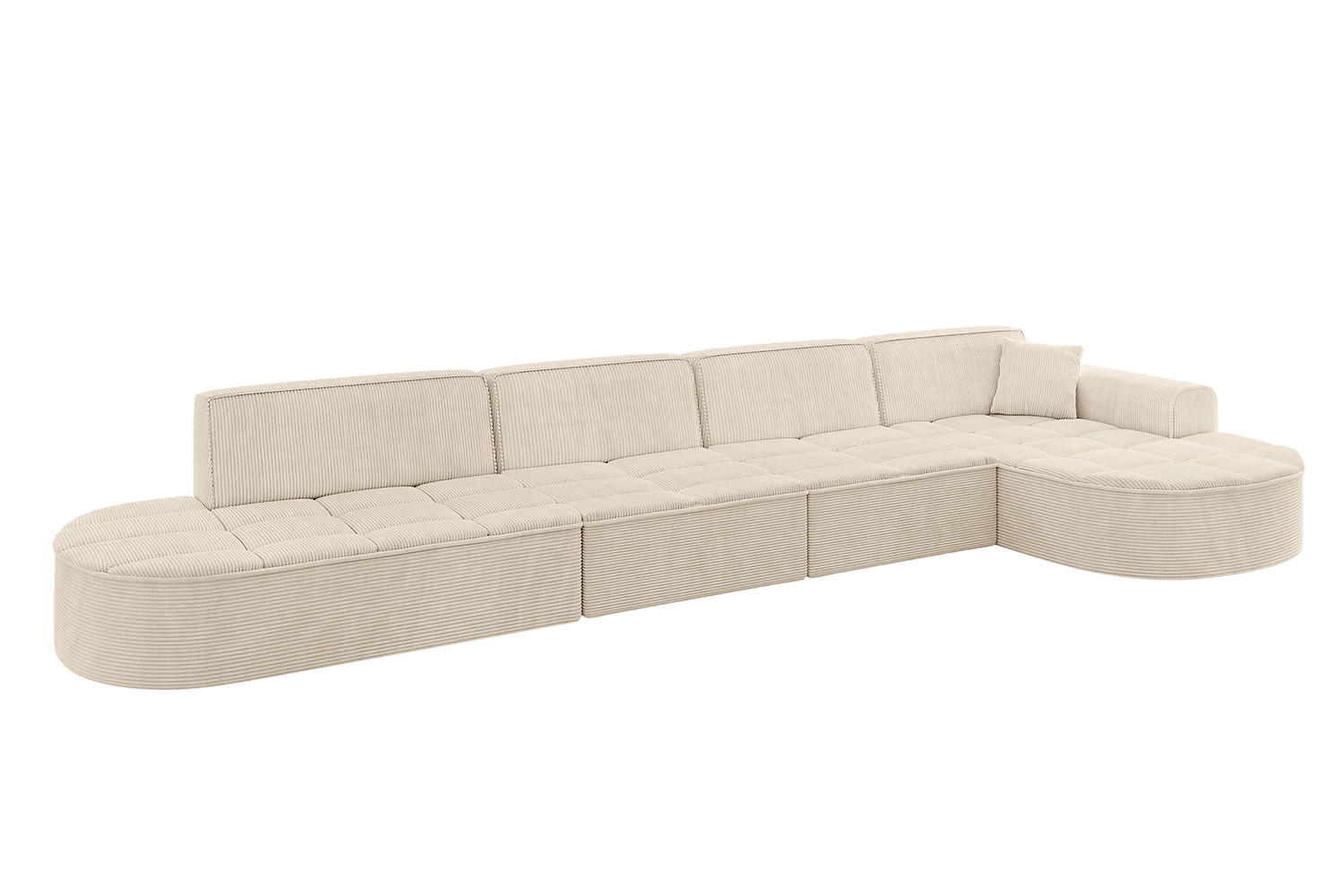 ECKSOFA Ottomane Rechts TARO-L3 - 413x171x79,5 cm Beige - Beige, Holzwerkstoff/Textil (413/171cm) - ALTDECOR