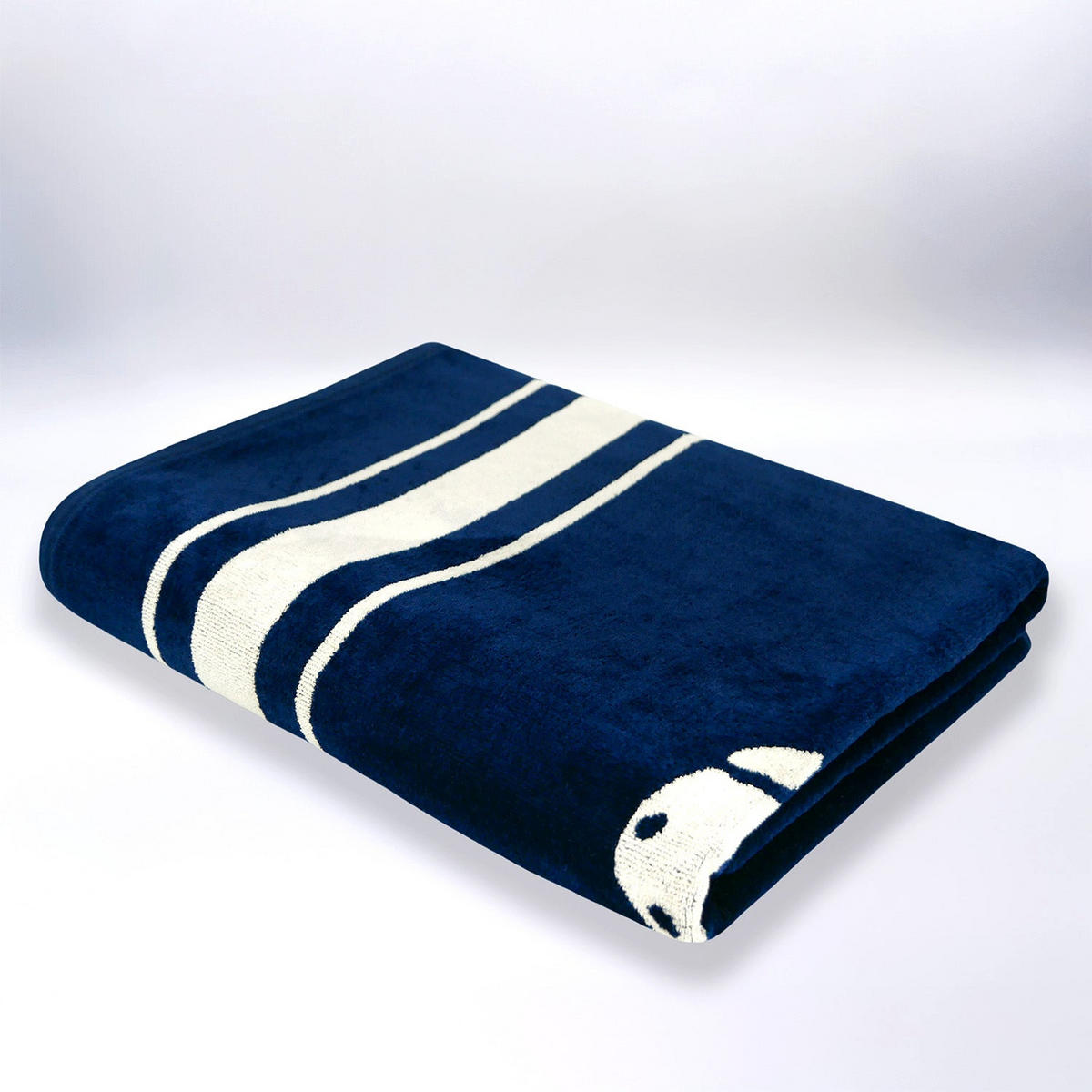 STRANDTUCH Frottee Velours Jacquard Blau 90x170 400g/m² - Sistelo - Blau, Textil (170/90cm) - LE COMPTOIR DE LA PLAGE