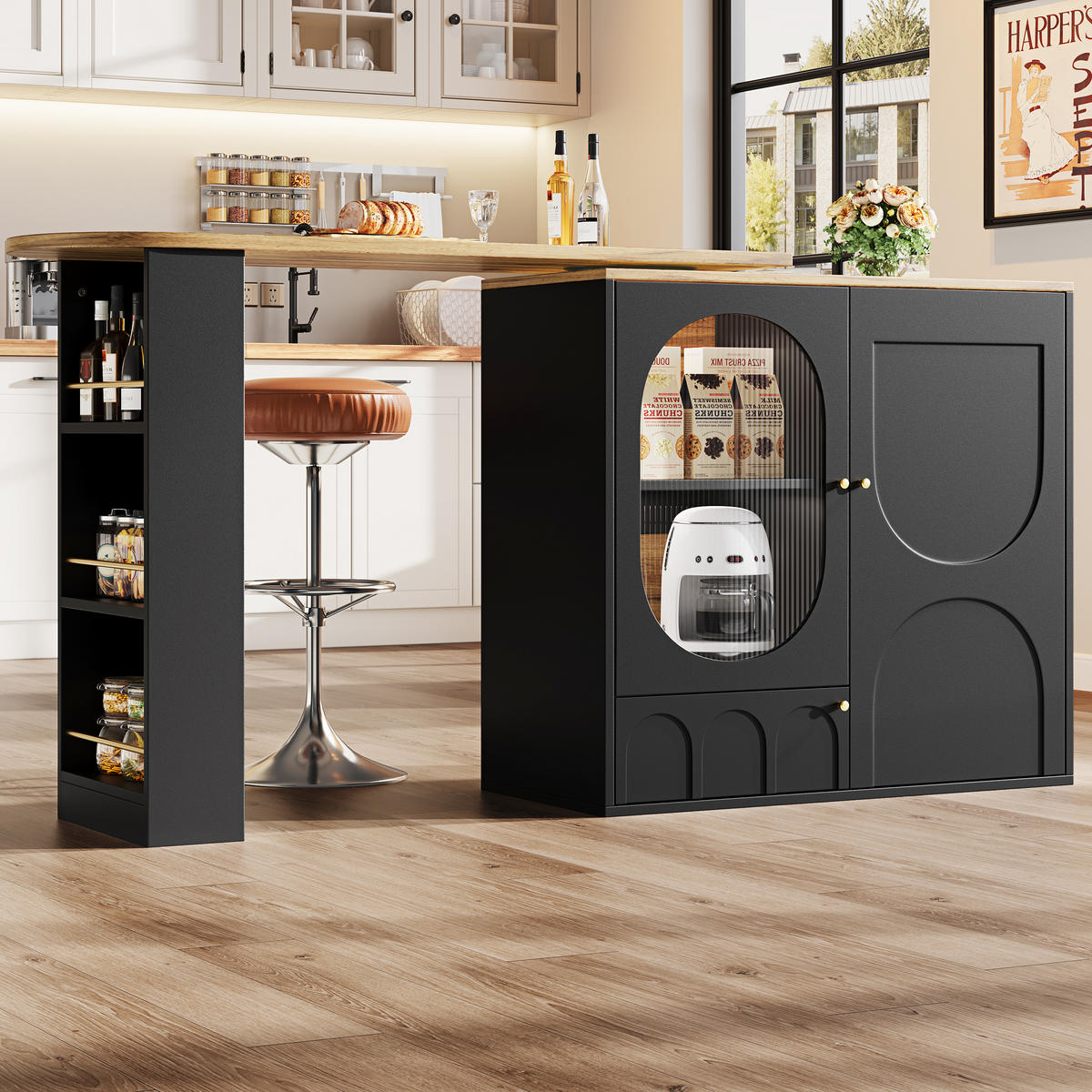 BARTISCH drehbar 138-204/39/105 cm mit Stauraum DE-39718 Schwarz - Schwarz, Holzwerkstoff (73/137.9/92.5cm) - ComfortXL