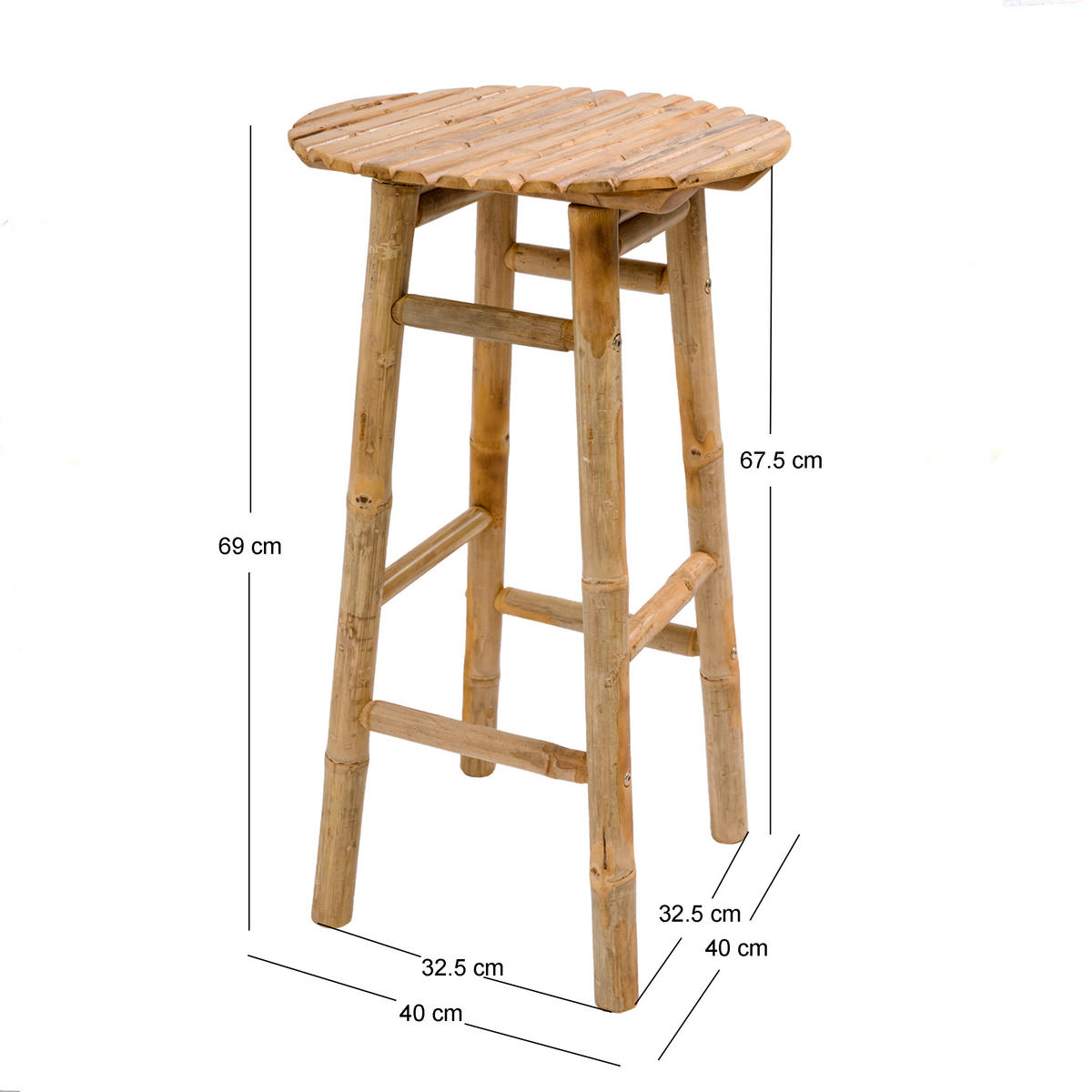 BARHOCKER 2er-Set Bambuholz Braun - Braun, Holz (40/69/40cm) - Nordlys
