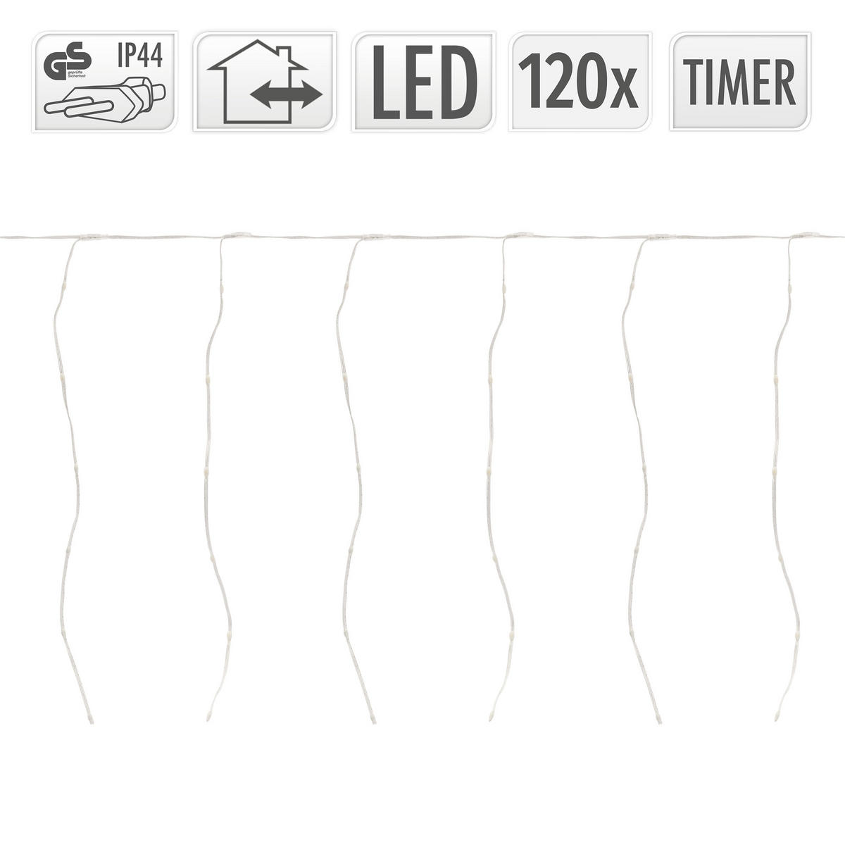 LED LICHTERVORHANG 300 cm Warmweiß - Weiß, Kunststoff (800cm) - ECD-Germany