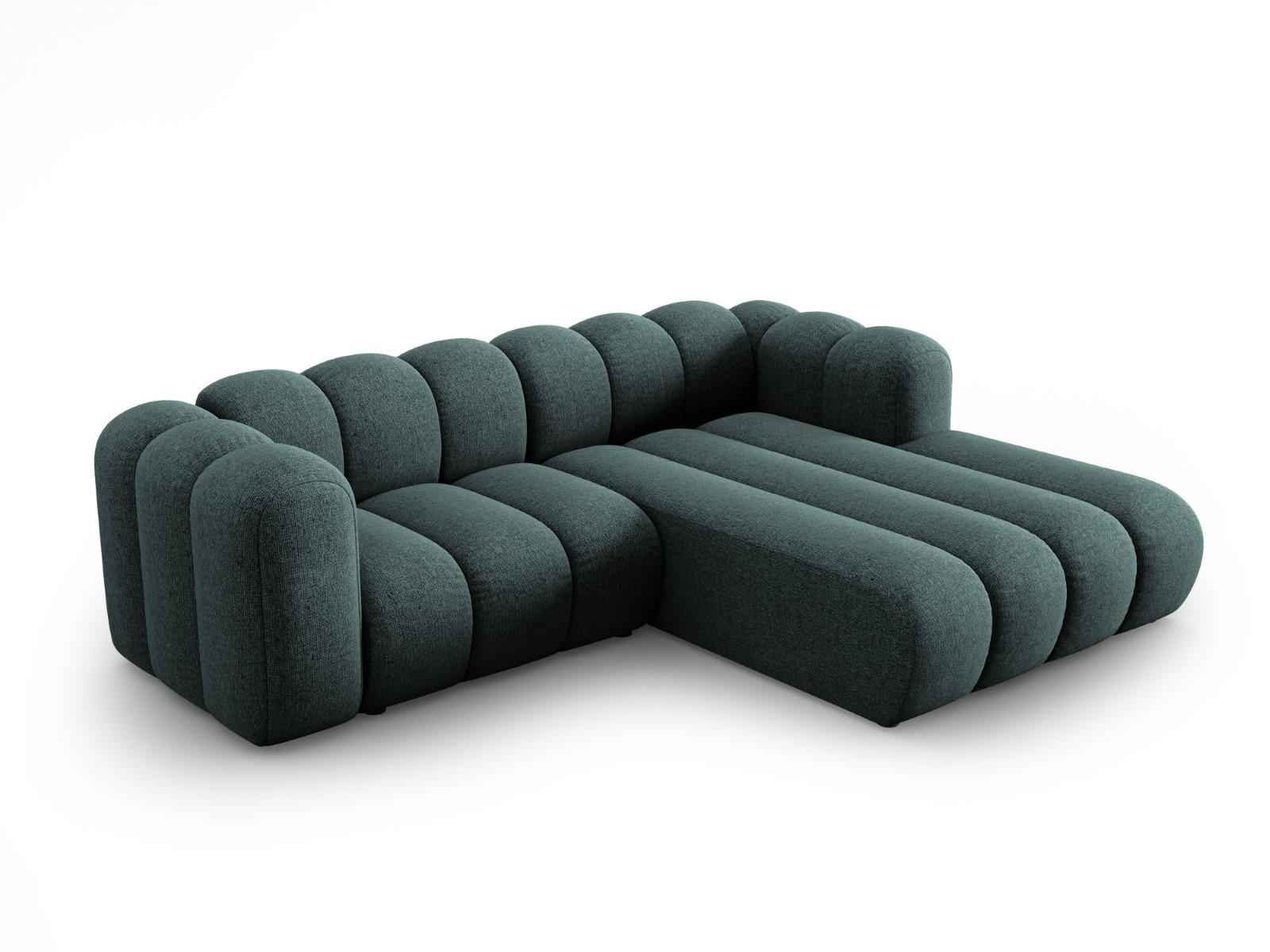 ECKSOFA modular rechts Lupine aus Chenille-Stoff petrol 3 Sitzplätze - Petrol, Textil (177/230cm) - Micadoni