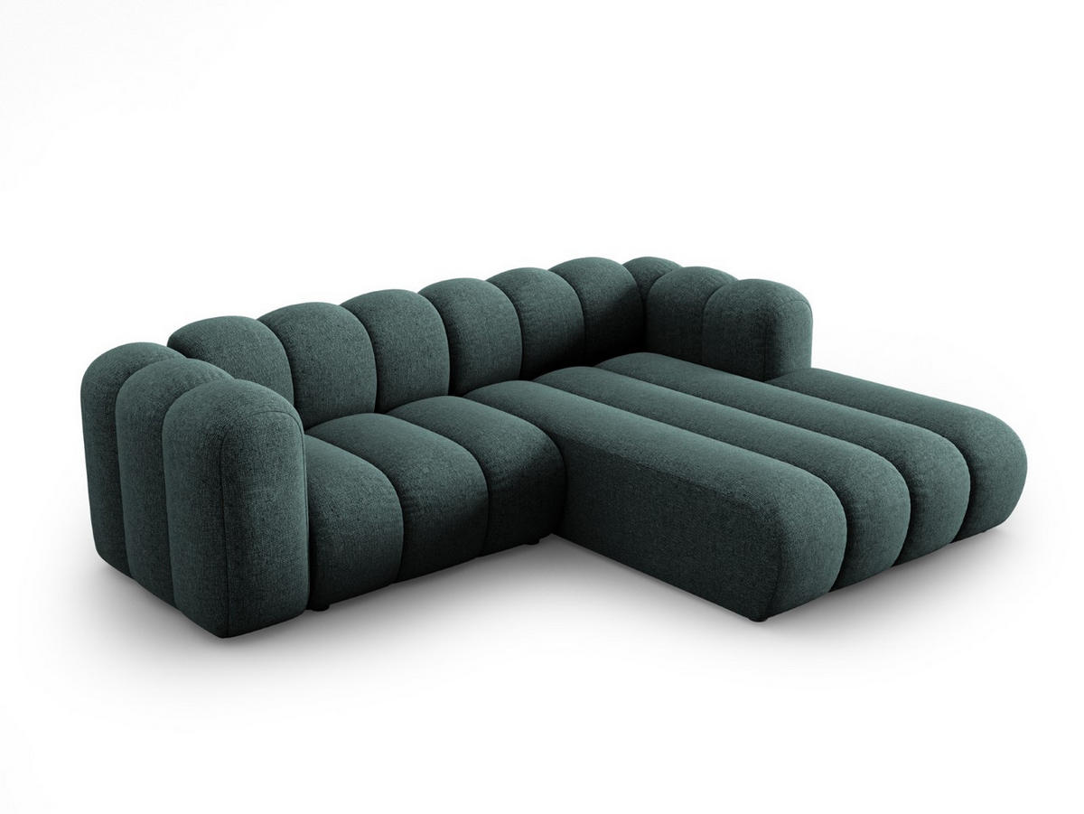 ECKSOFA modular rechts Lupine aus Chenille-Stoff petrol 3 Sitzplätze - Petrol, Textil (177/230cm) - Micadoni