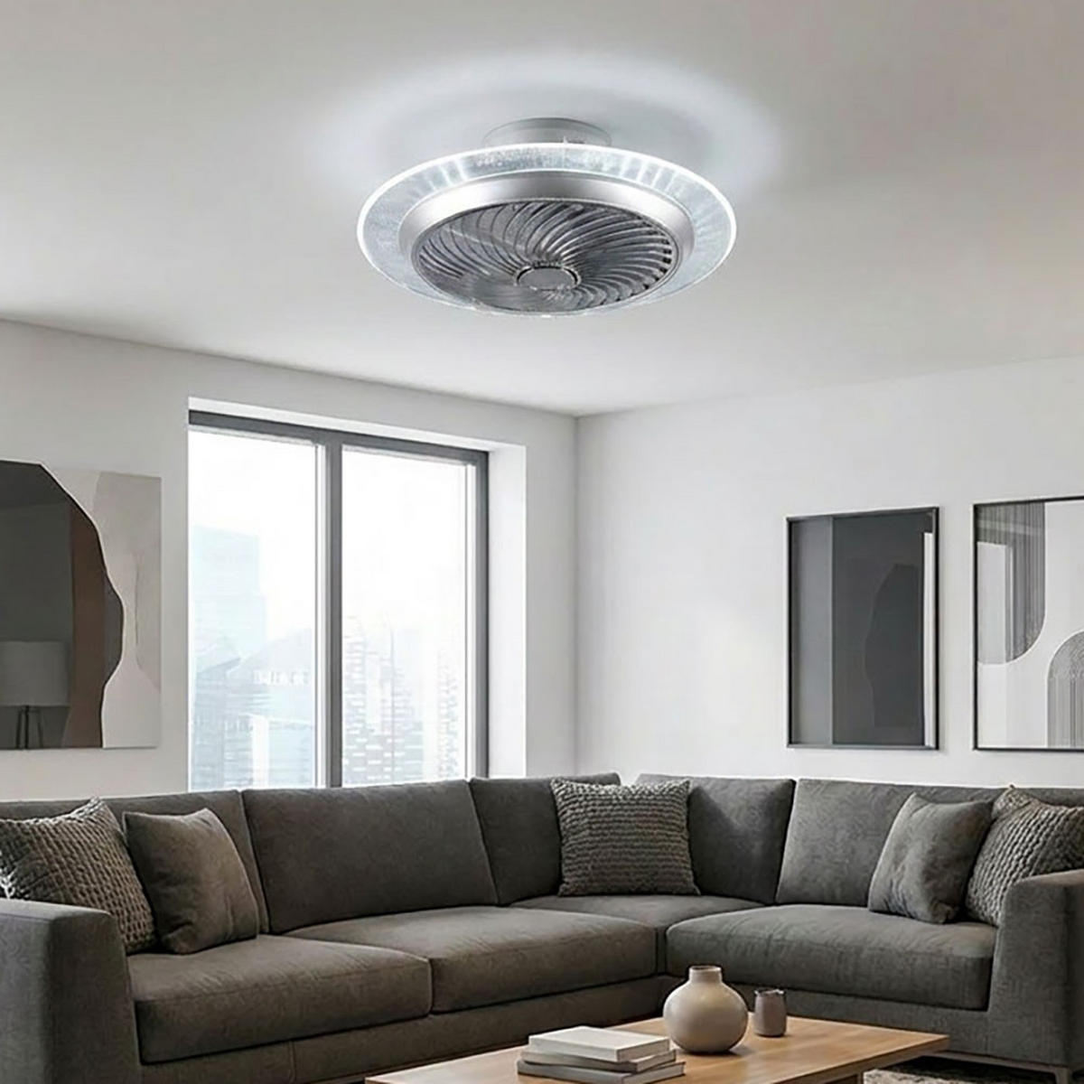 LED DECKENLEUCHTE NARVIK Silber Chrom - Silberfarben, Metall (55/55/22cm)