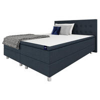BOXBETT, Polsterbett Sawana mit Bonellfederkern-Matratze und Topper Schlafzimmer - Dunkelblau, Holz/Holzwerkstoff (140/200cm) - Best For Home