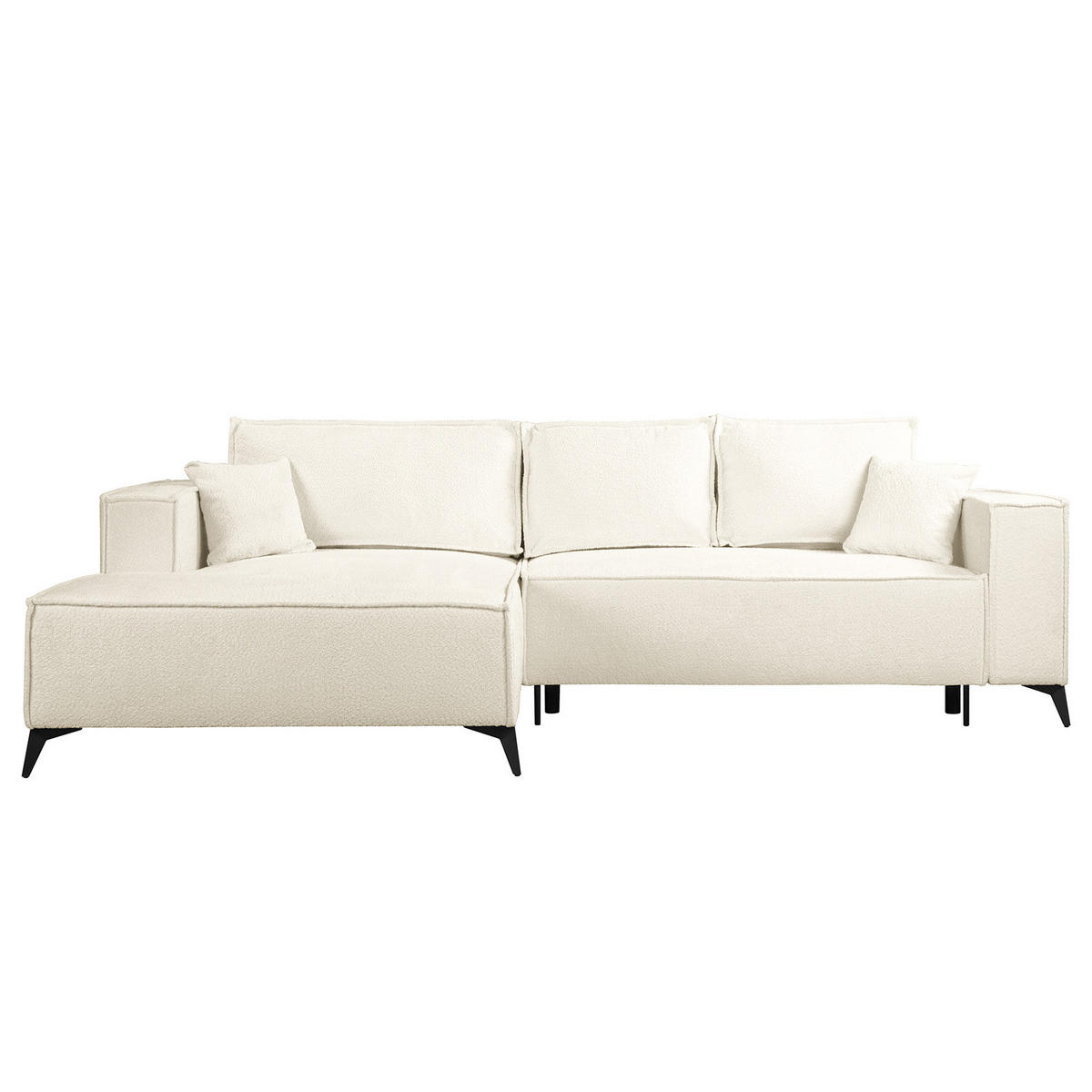 ECKSOFA mit Schlaffunktion - Schwarz/Weiß, Textil (294/185cm) - home24