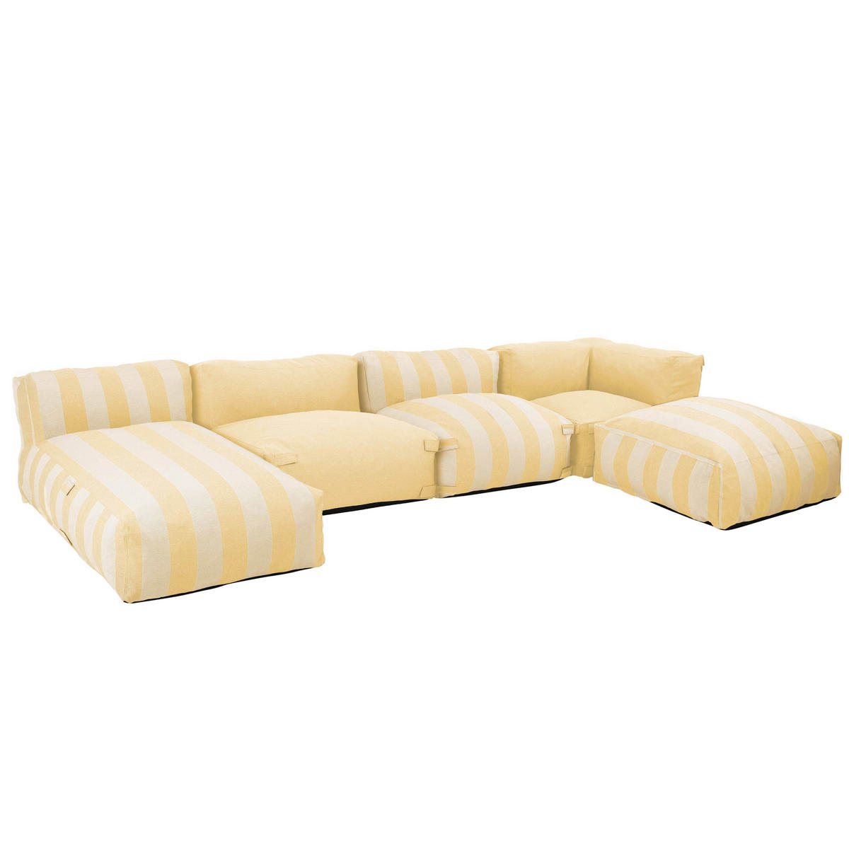 GARTENSOFA mit 5 Sitzplätzen, Hellgelb - Gelb, Textil - Oviala