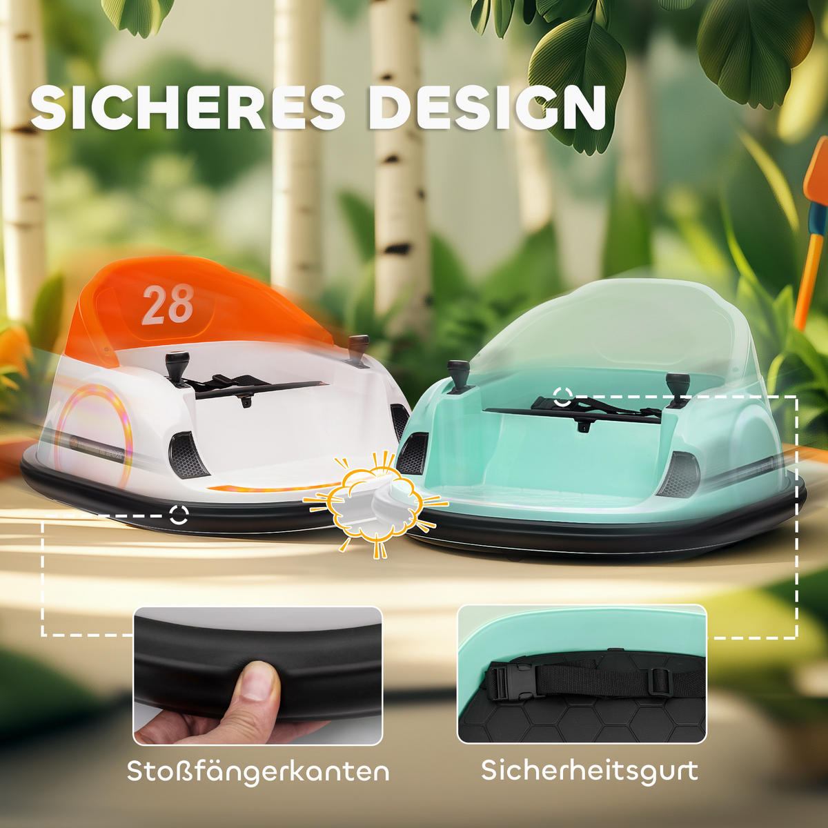 12V Kinder Autoscooter mit 2,4 G Fernbedienung, Elektro Bumper mit Musik - Grün, Kunststoff (66.5/64.5/39cm) - AIYAPLAY