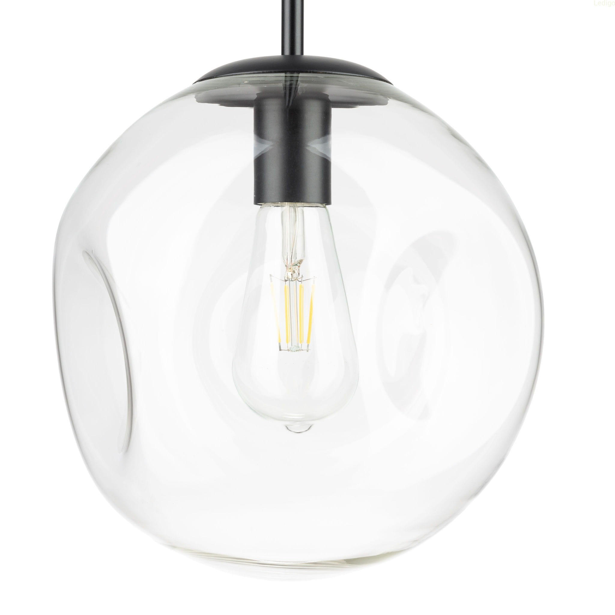 PENDELLEUCHTE Rome Lava - Transparent/Schwarz, Glas/Metall (25/25/118cm) - kiki design