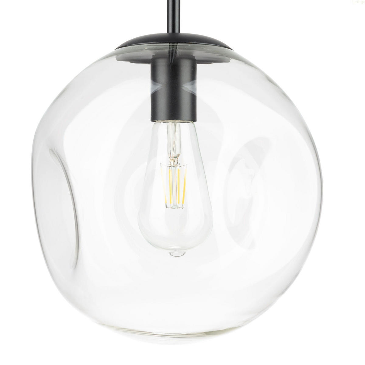 PENDELLEUCHTE Rome Lava - Transparent/Schwarz, Glas/Metall (25/25/118cm) - kiki design