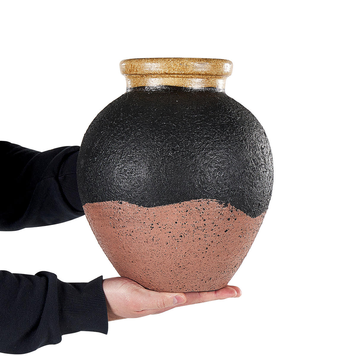 DEKOVASE Terrakotta schwarz Daulis - Schwarz, Stein (31cm) - Beliani