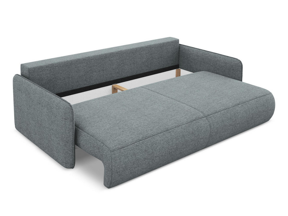 3-SITZER SOFA mit Schlaffunktion Chenille Stoff Blau - Blau/Blaugrau, Kunststoff/Textil (216/86/105cm) - Makamii