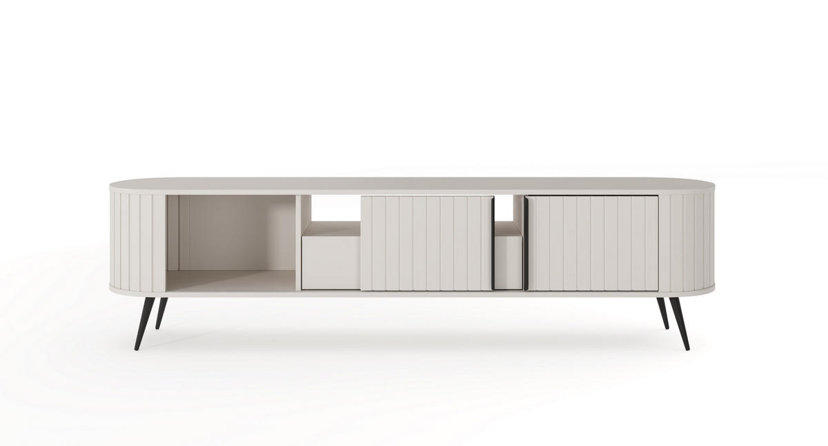 TV-SCHRANK, hellgrau, 196 x 51,2 x 40,2 cm - Schwarz/Grau, Holzwerkstoff/Metall (196/51.2/40.2cm) - 3XE LIVING
