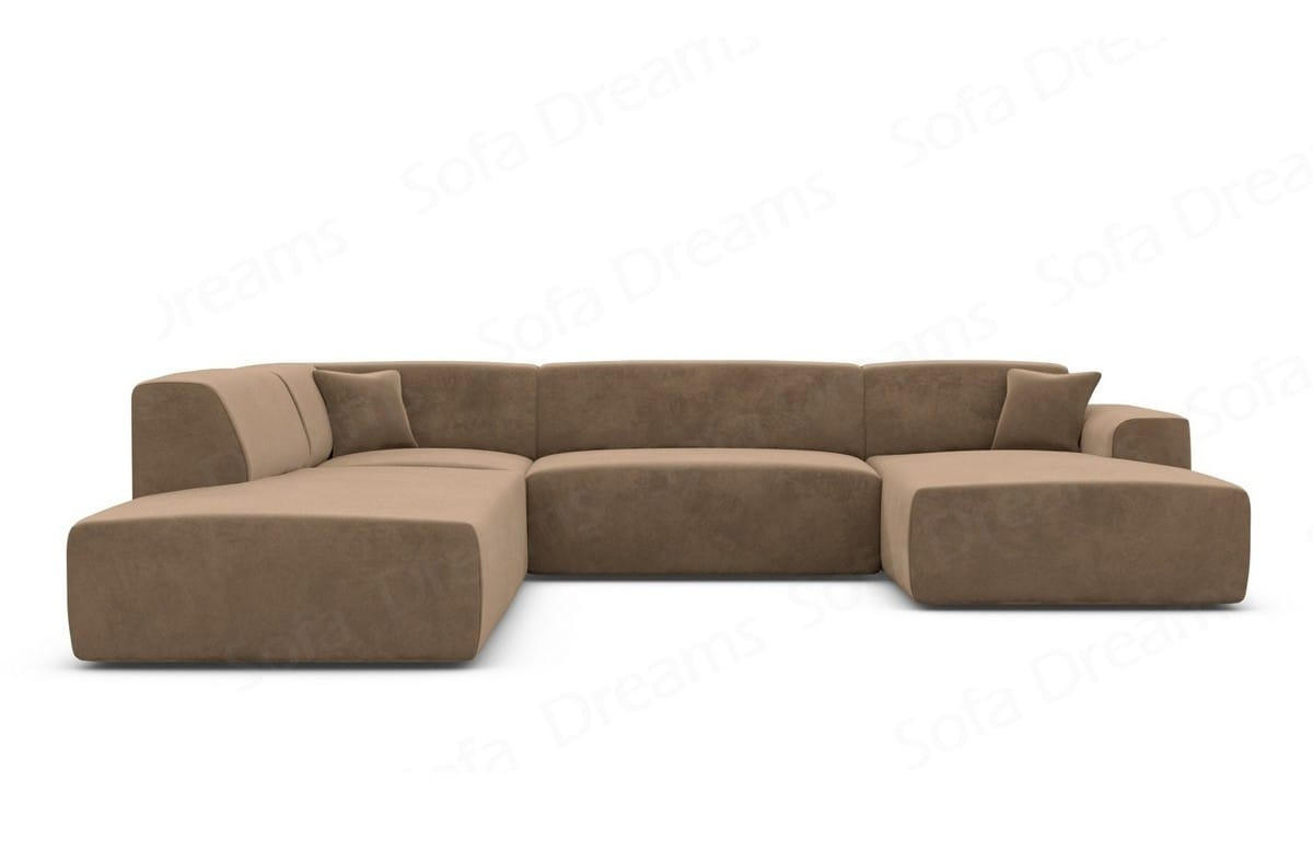 WOHNLANDSCHAFT Genova Braun Samtstoff - Braun, Kunststoff (326/70/263cm)