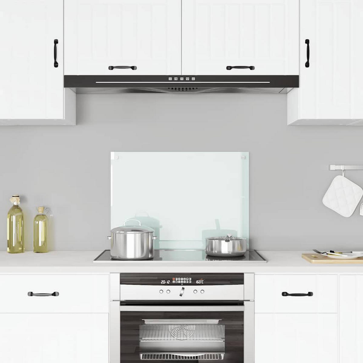 KÜCHENRÜCKWAND Glas 70x50 cm Weiß Wand-Spritzschutz - Weiß, Glas (70/50/0.6cm) - DELUKE