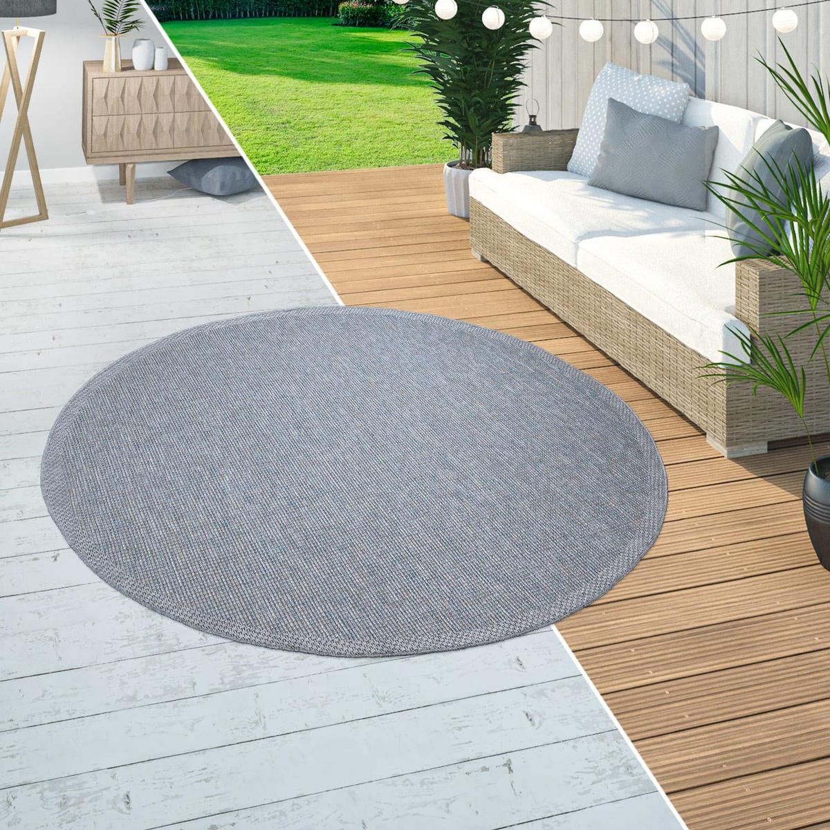 OUTDOORTEPPICH 160/160 cm Quebec 135 - Blau, Kunststoff (160/160cm) - Paco Home