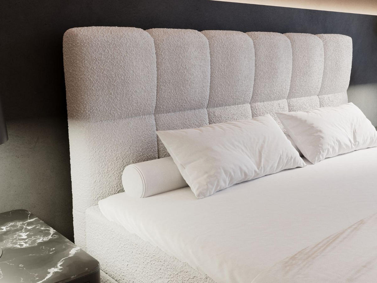 BOXBETT Alicante 200x200 Bouclé-Stoff Grau - Grau, Holz/Textil (200/200cm) - Graingold