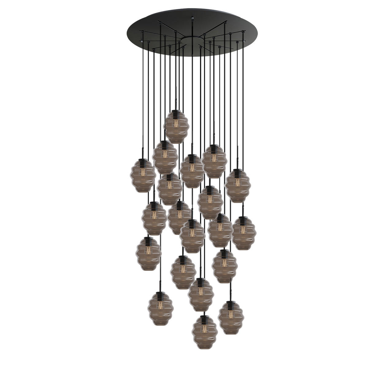 GALERIELEUCHTE Echos 20-flammig Rauch Ø 18cm - Anthrazit/Schwarz, Glas (18/18/20cm) - s.luce