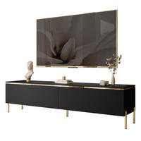 TV-LOWBOARD AURORA Schwarz Matt mit gerade Goldchrom Fuße - Goldfarben/Schwarz, Holzwerkstoff/Metall (180/46/40cm) - Lookway