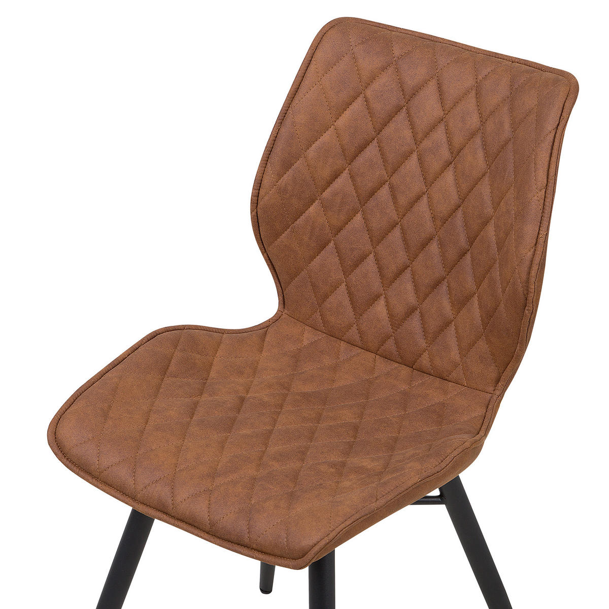 STUHL 2er-Set Polsterbezug Goldbraun Lisle - Braun, Textil/Metall (44/86/56cm) - Beliani