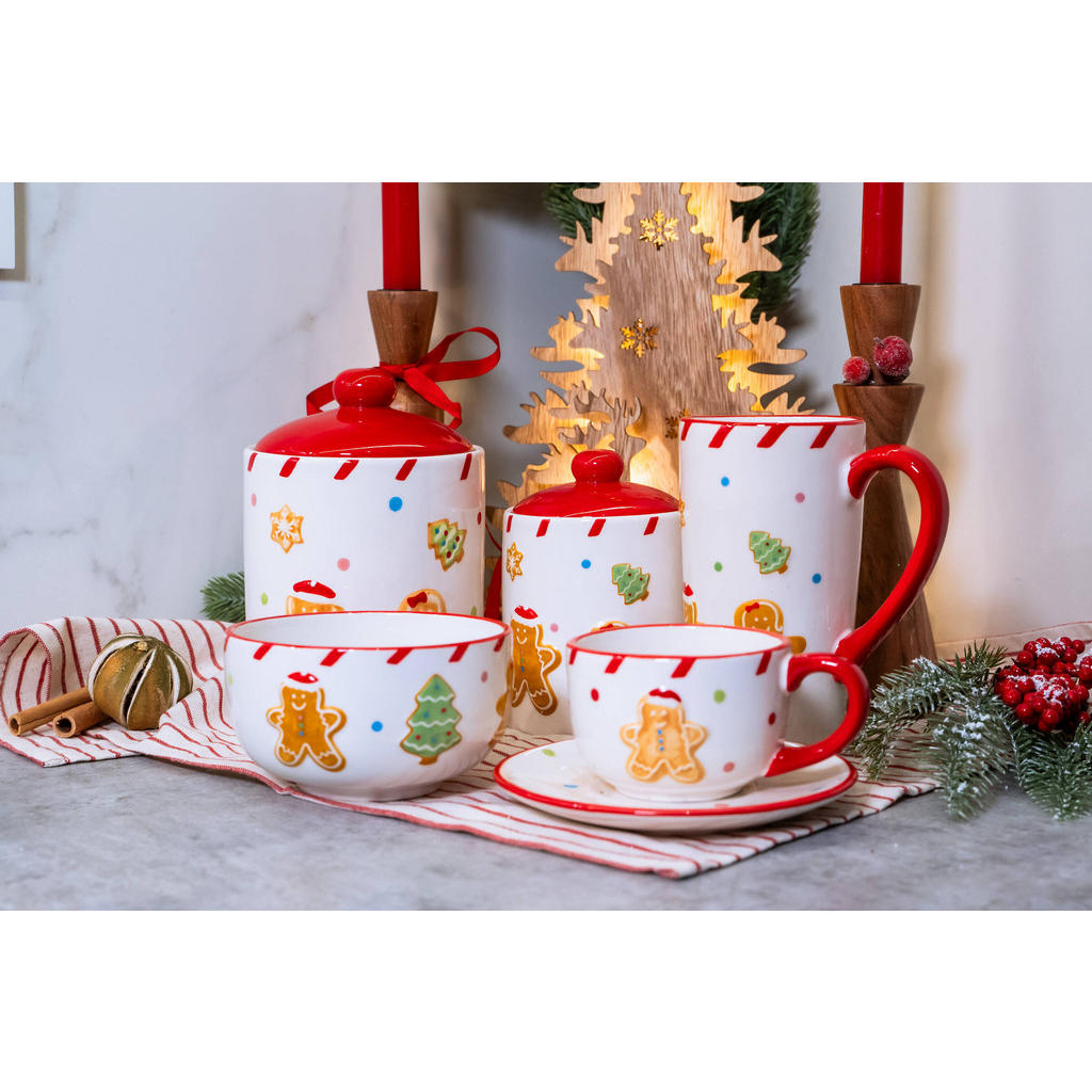 Thumbnail - Home Styling Collection Schale, Weiß, Keramik, 12.5x7x12.5 cm, Dekoration, Weihnachtsdekoration