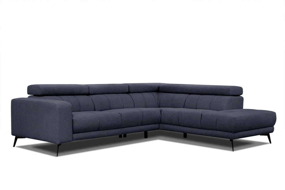 ECKSOFA MORELLO 5-Sitzer, dunkelblau - Schwarz/Dunkelblau, Holzwerkstoff/Textil (287/228cm) - Courtois Laville