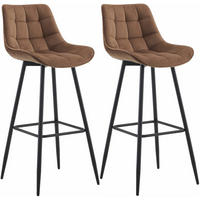 BARHOCKER 2er Set Samt braun - Schwarz/Braun, Textil/Metall (47/106/52cm) - CLP