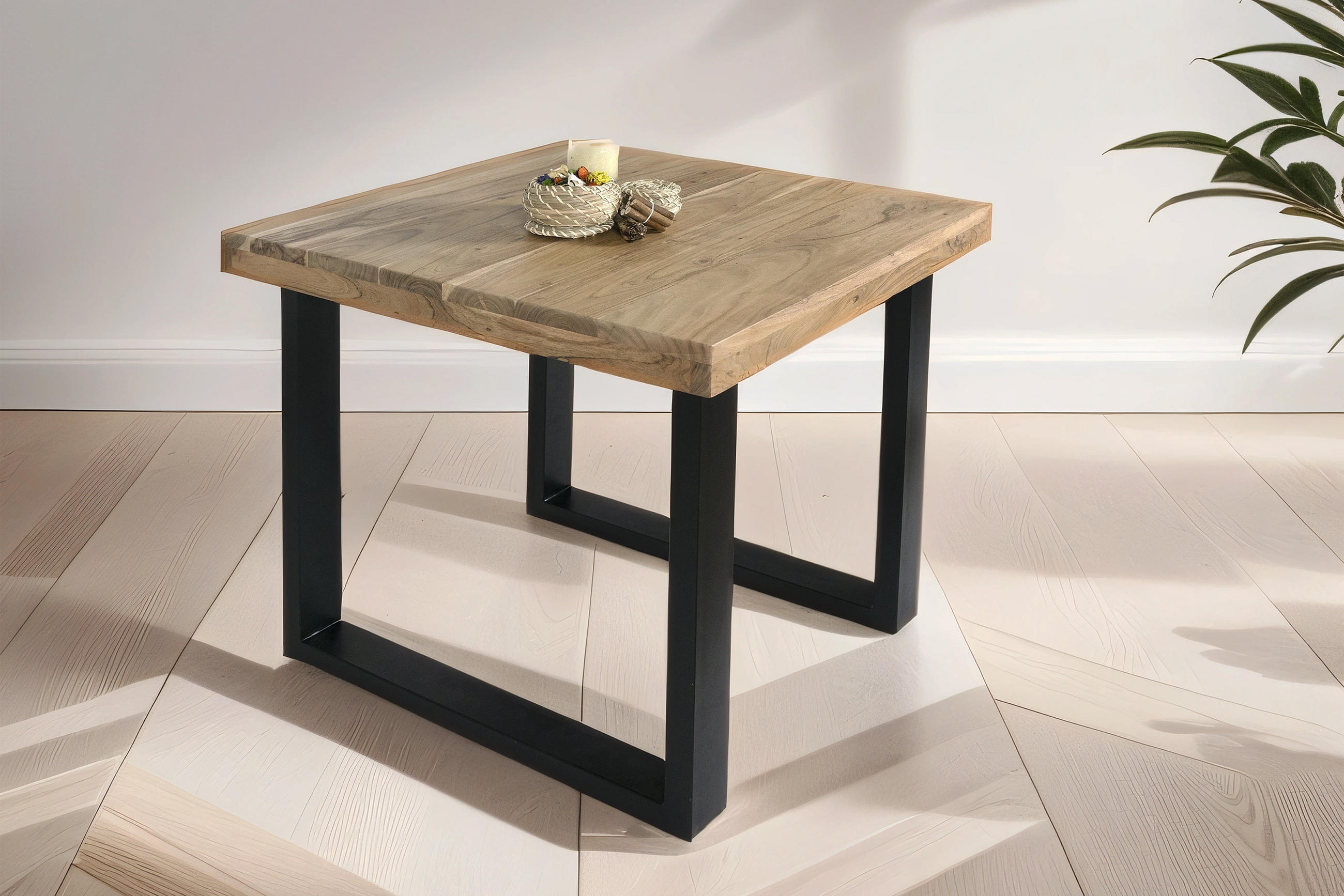 ESSTISCH RIO - Beige/Schwarz, Holz/Metall (80/80/77cm) - SAM