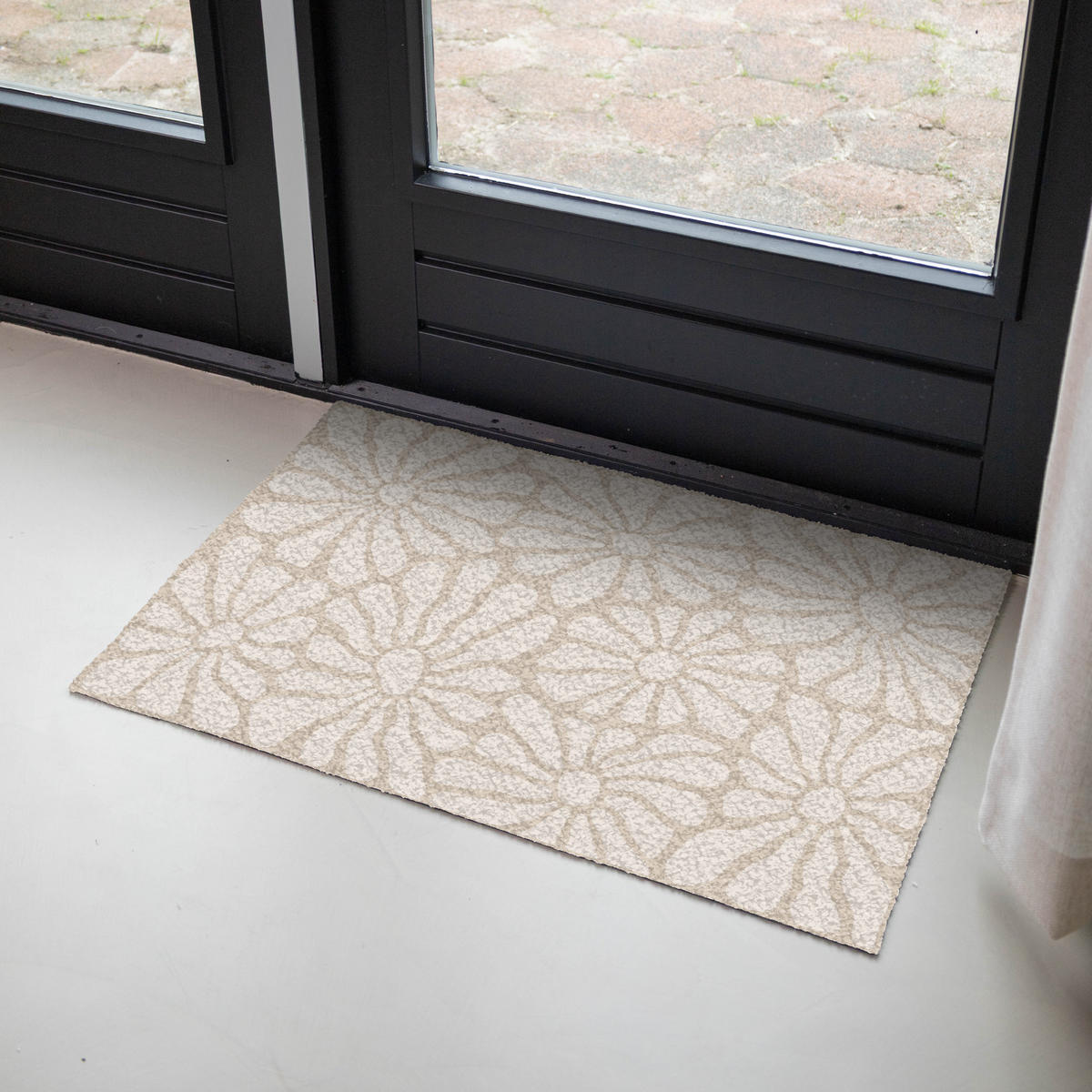 FUSSMATTE Floral - Druck - Beige - Braun - Minimalistisch Schmutzfangmatte 90x60 cm - Sandfarben, Kunststoff (90/0.4cm) - MuchoWow