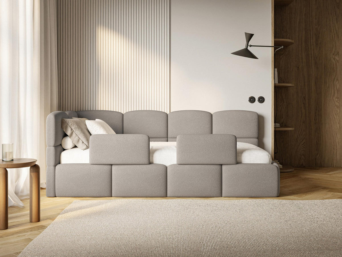 KINDERBETT Cloudy Hellbraun 120 x 200 cm - Hellbraun/Schwarz, Kunststoff/Textil (120/200cm) - Selsey