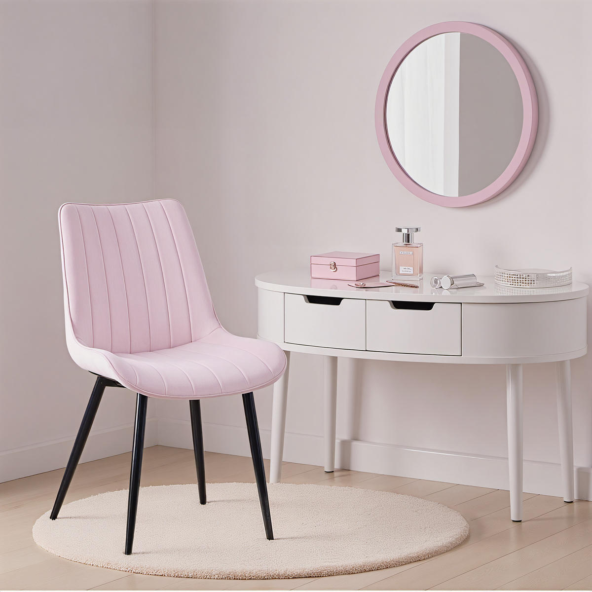 STUHL-SET 2 Stück aus Samt in Modernem Stil-YZ1 - Pink, Textil/Metall (53/88/62.5cm) - HOMAVO