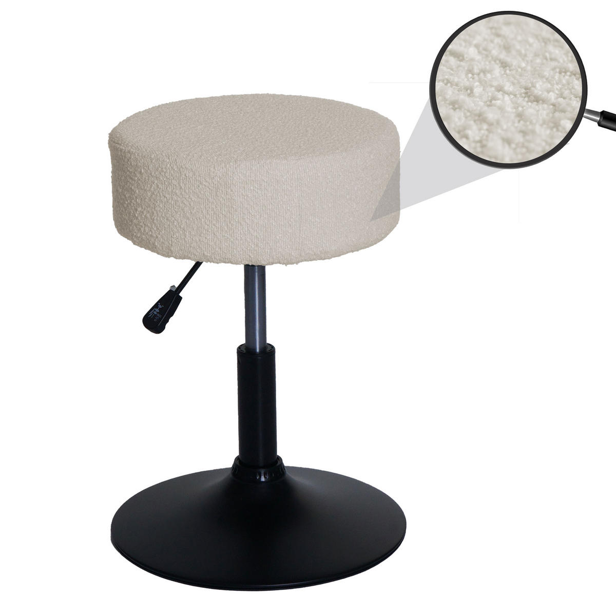 HOCKER Cremeweiß - Weiß, Textil (37/57/37cm) - MCW