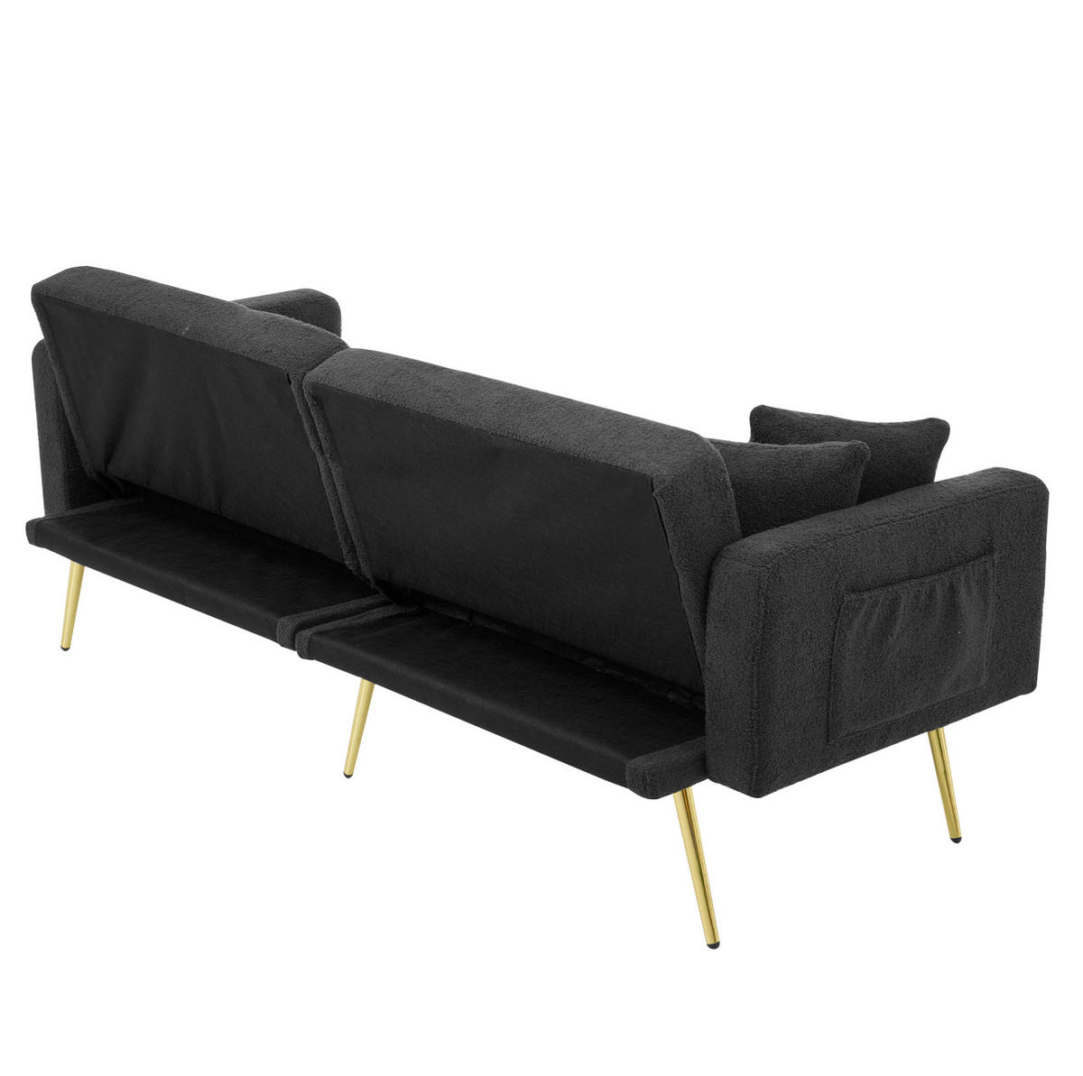 ROZKLÁDACÍ pohovka 175/64/72 cm tmavě šedá ze šerpy a pěny s nastavitelnou opěrkou a kapsami - tmavě šedá, plast (175/72/64cm) - OKWISH