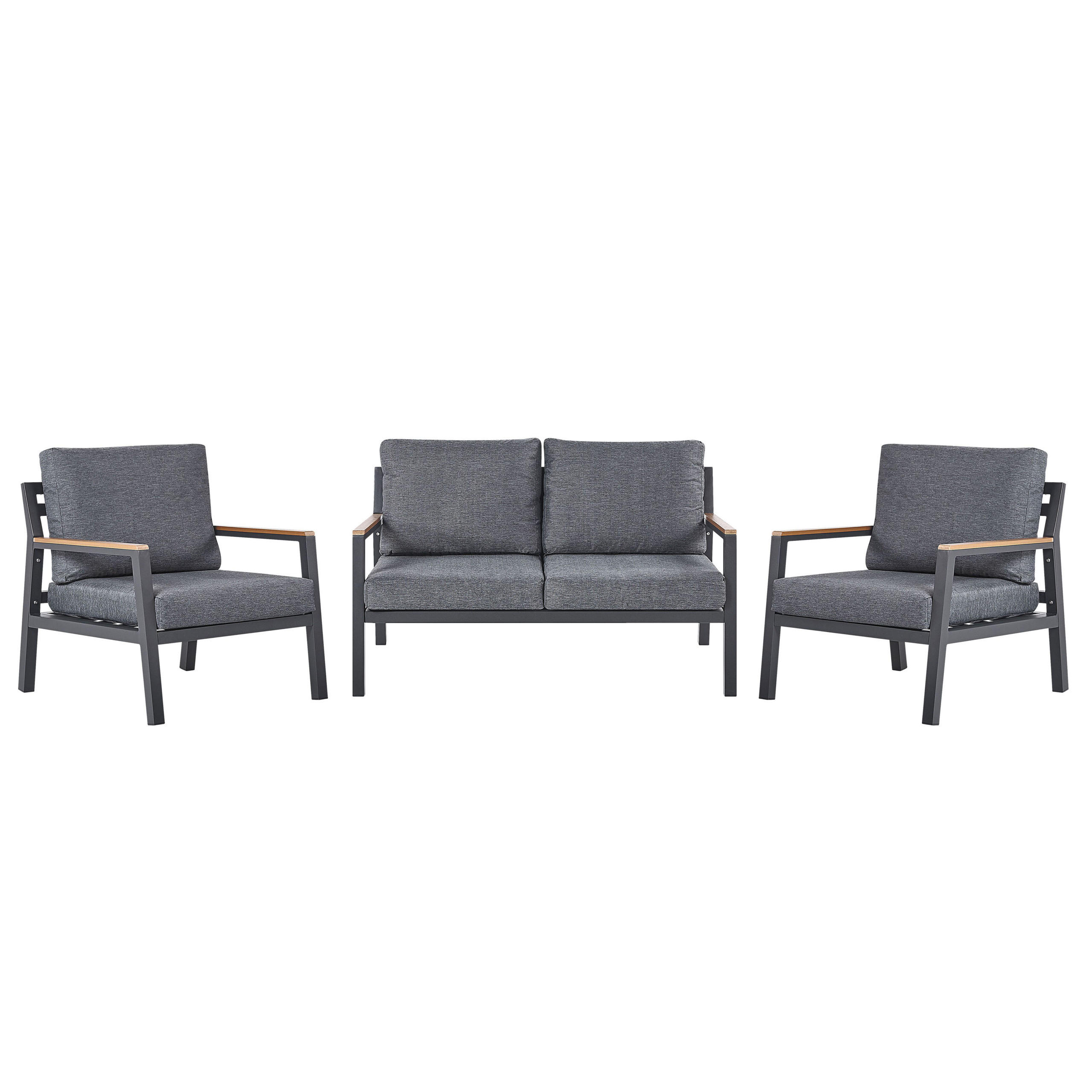 LOUNGE-SET 4-sitzer Aluminium Schwarz Delia - Schwarz, Metall - Beliani