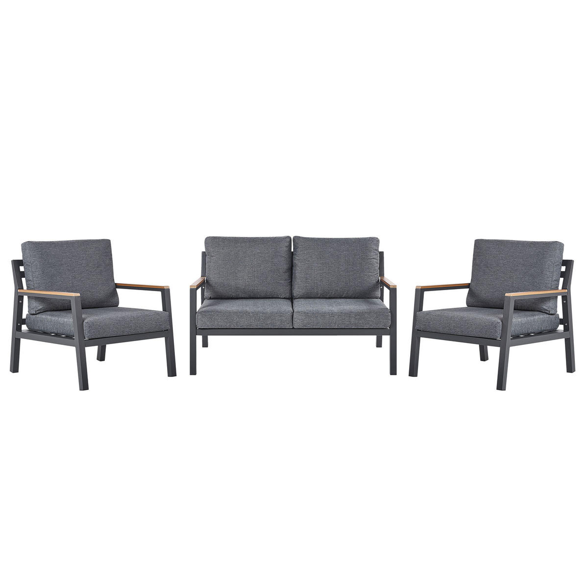 LOUNGE-SET 4-sitzer Aluminium Schwarz Delia - Schwarz, Metall - Beliani