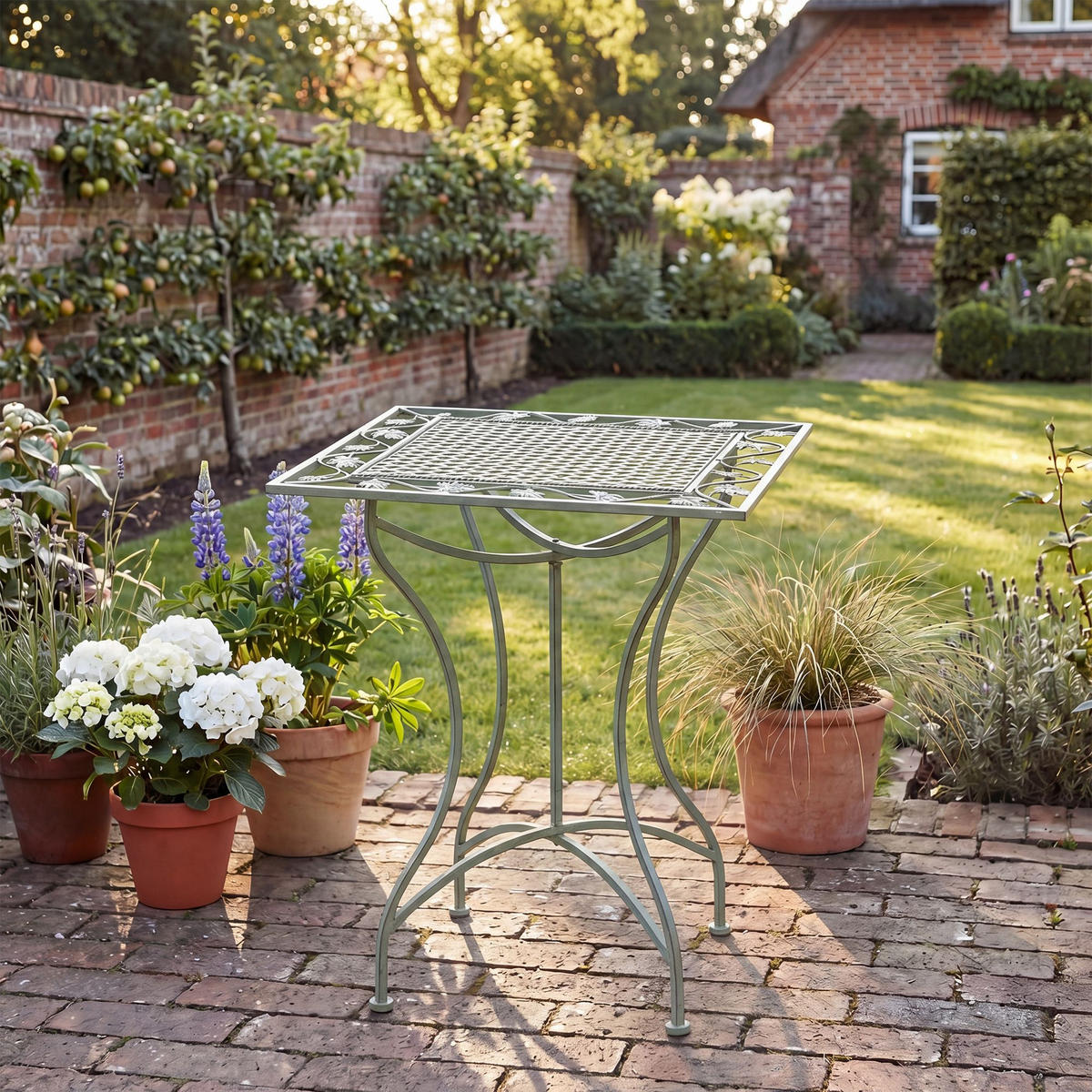 GARTENTISCH eckig 60/60/72 cm Metall Antik-Grün - Grün, Metall (60/60/72cm) - CLP