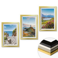 WANDBILDER 3er Set - 20x30 cm Goldrahmen - Strand, Leuchtturm, Berge, Blumen - Goldfarben, Kunststoff (20/30cm) - ArtPrintCave