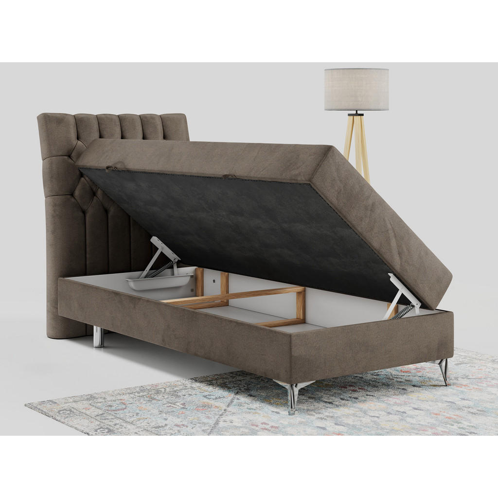 Thumbnail - MKS Boxbett, Braun, Textil, 1-Sitzer, H4, Rechteckig, 90x200 cm, Schlafzimmer, Betten, Boxspringbetten