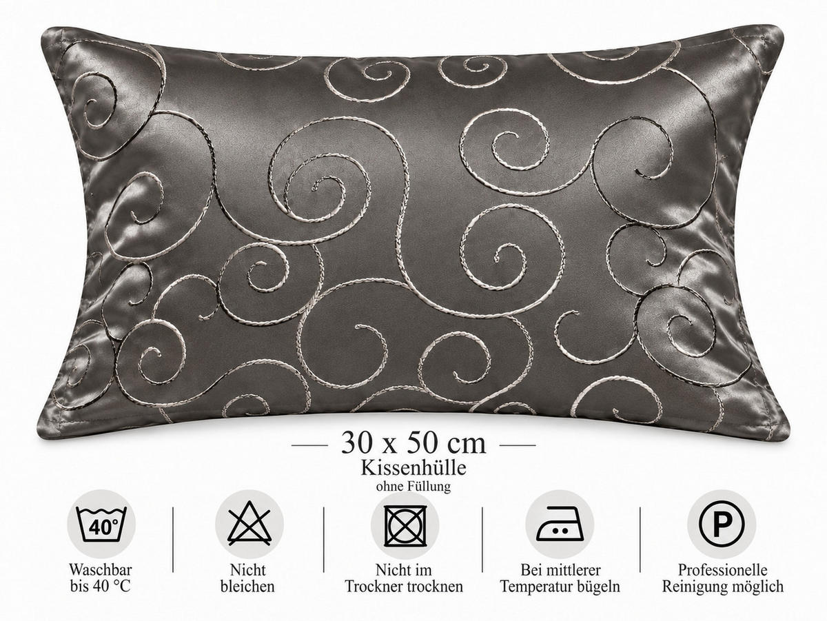 KISSENBEZUG 30x50 cm Grau Damast Circle - Grau, Textil (30/50cm) - TiborTex
