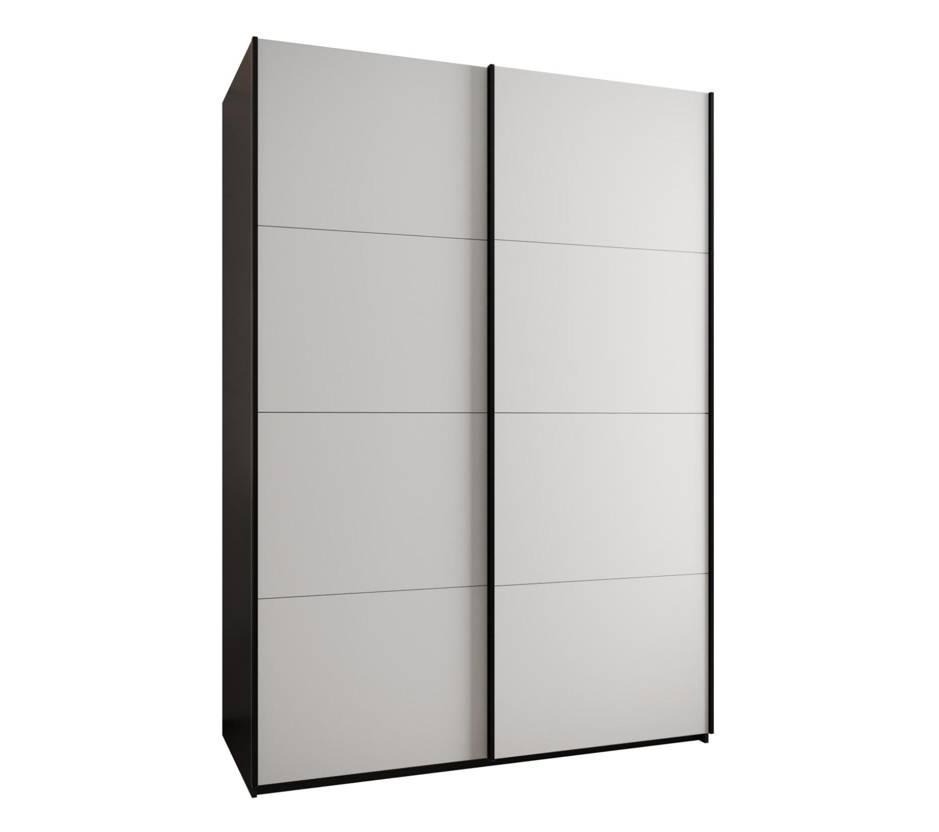 Abiks Möbel Schwebetürenschrank Schwarz, Weiß, Schwarz 180x245x64 cm