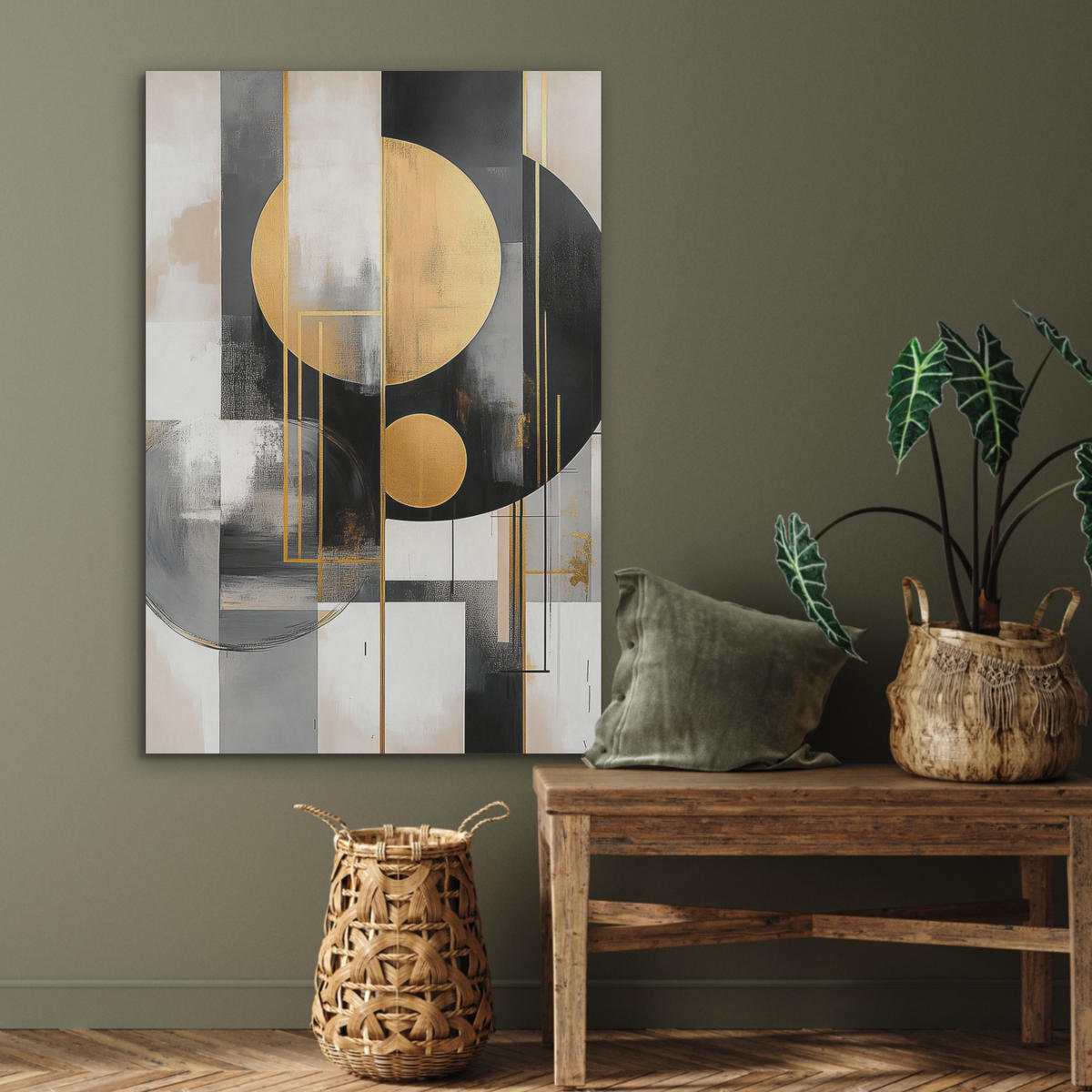AKUSTIKBILD Abstrakt - Gold - Silber - Formen - Ästhetisch - Modern Wanddeko 60x90 cm - Goldfarben, Kunststoff (60/90/0.9cm) - MuchoWow