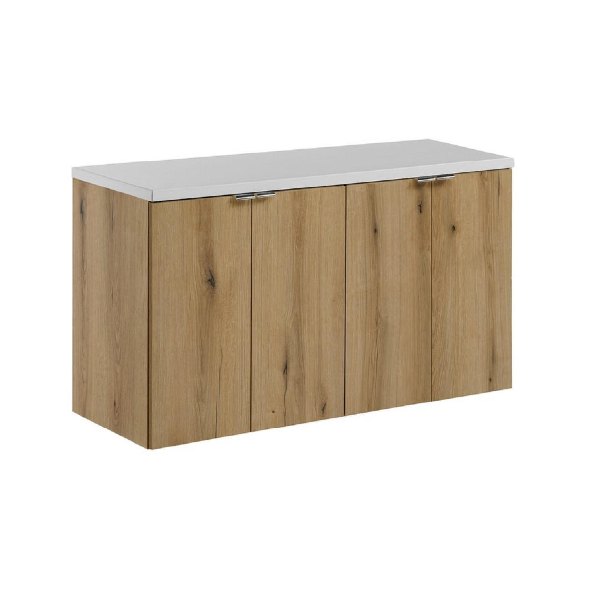 Milaros Markt Waschtischunterschrank Eiche Wotan, Weiß 100x57x40 cm