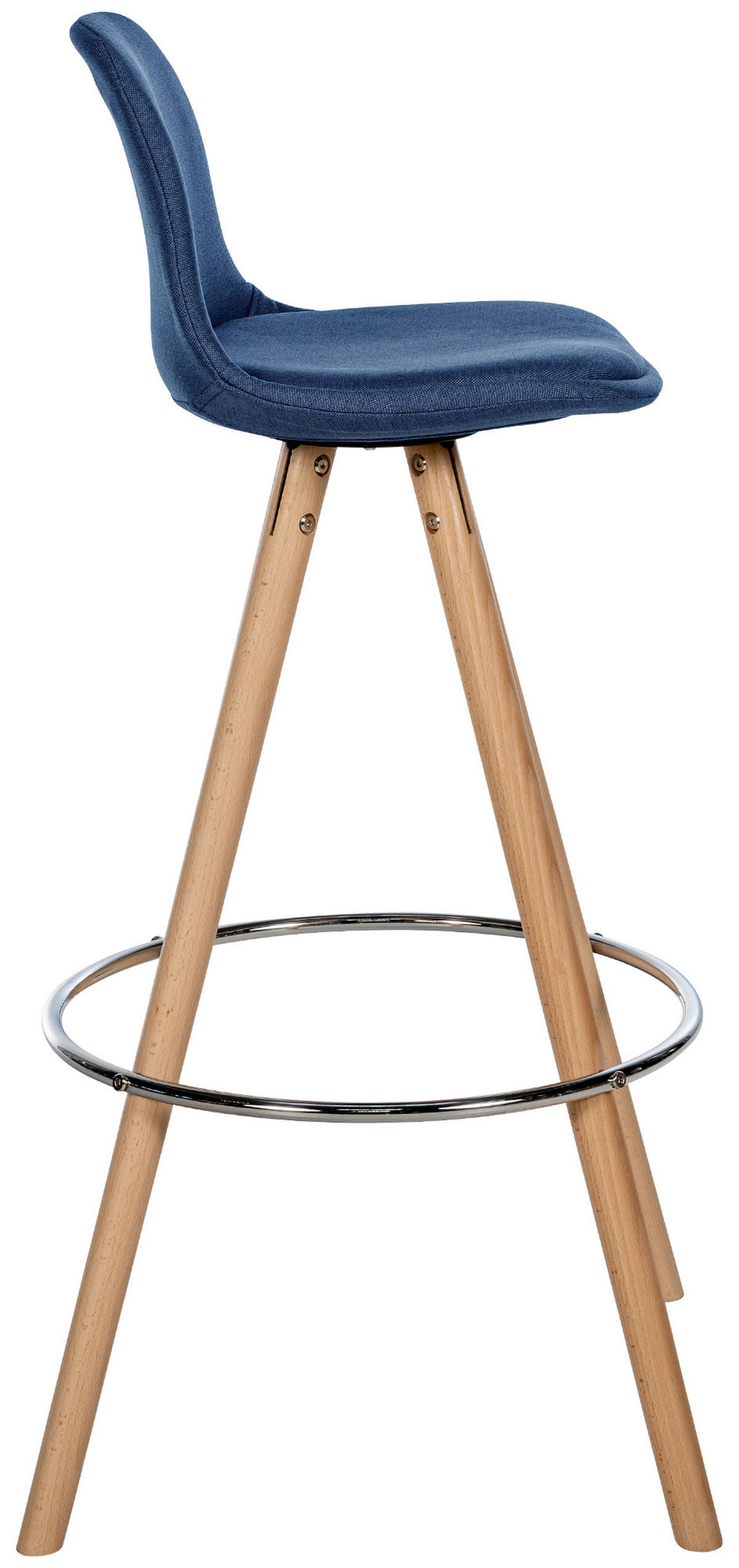 BARHOCKER PALMA Blau Stoff Braun - Blau, Holz/Textil (38/99/44cm) - DELUKE