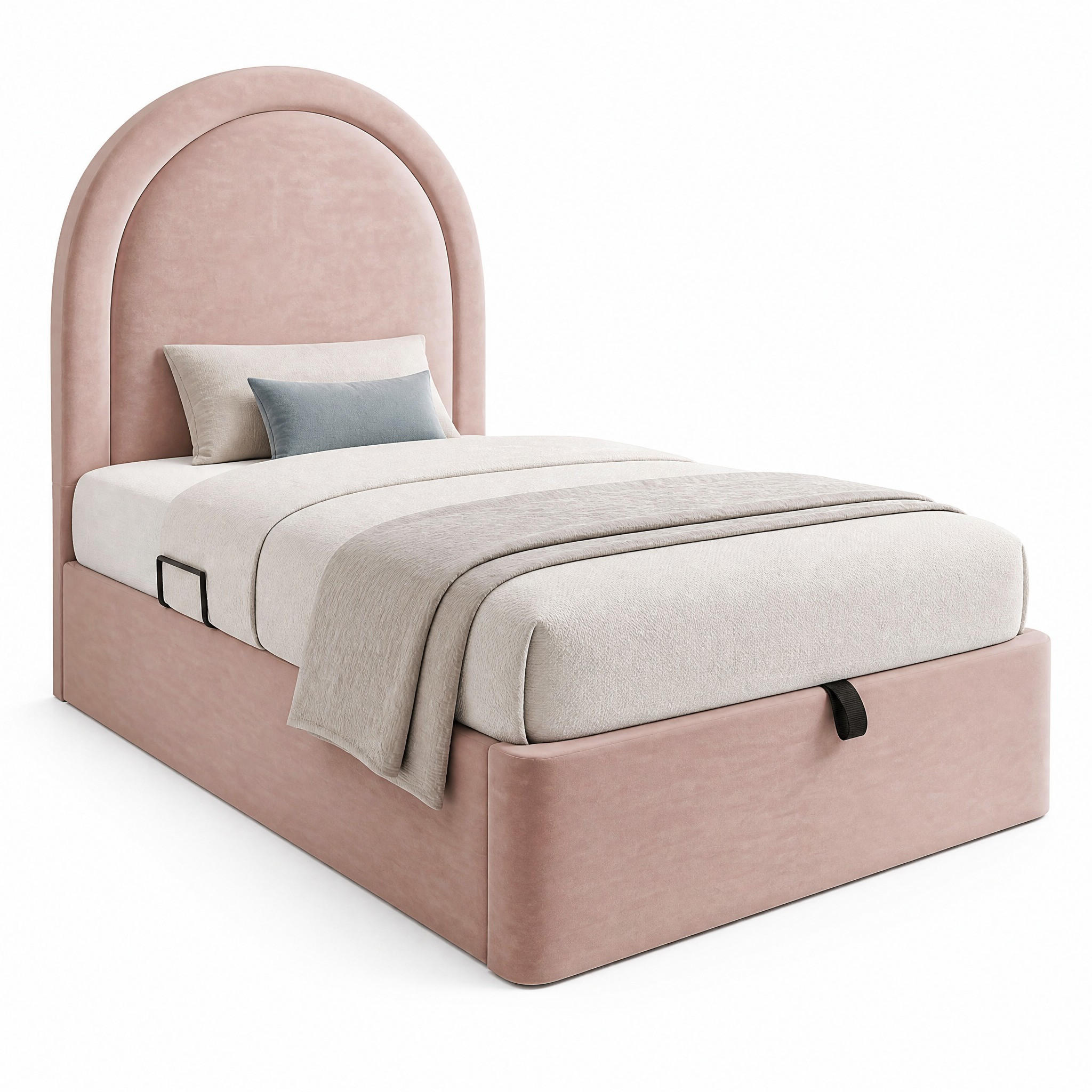 POLSTERBETT 90/200 cm in Rosa Kinderbett mit Bettkasten Samt Halbkreisbogen-Design - Rosa, Holzwerkstoff/Textil (90/200cm) - STILVORA