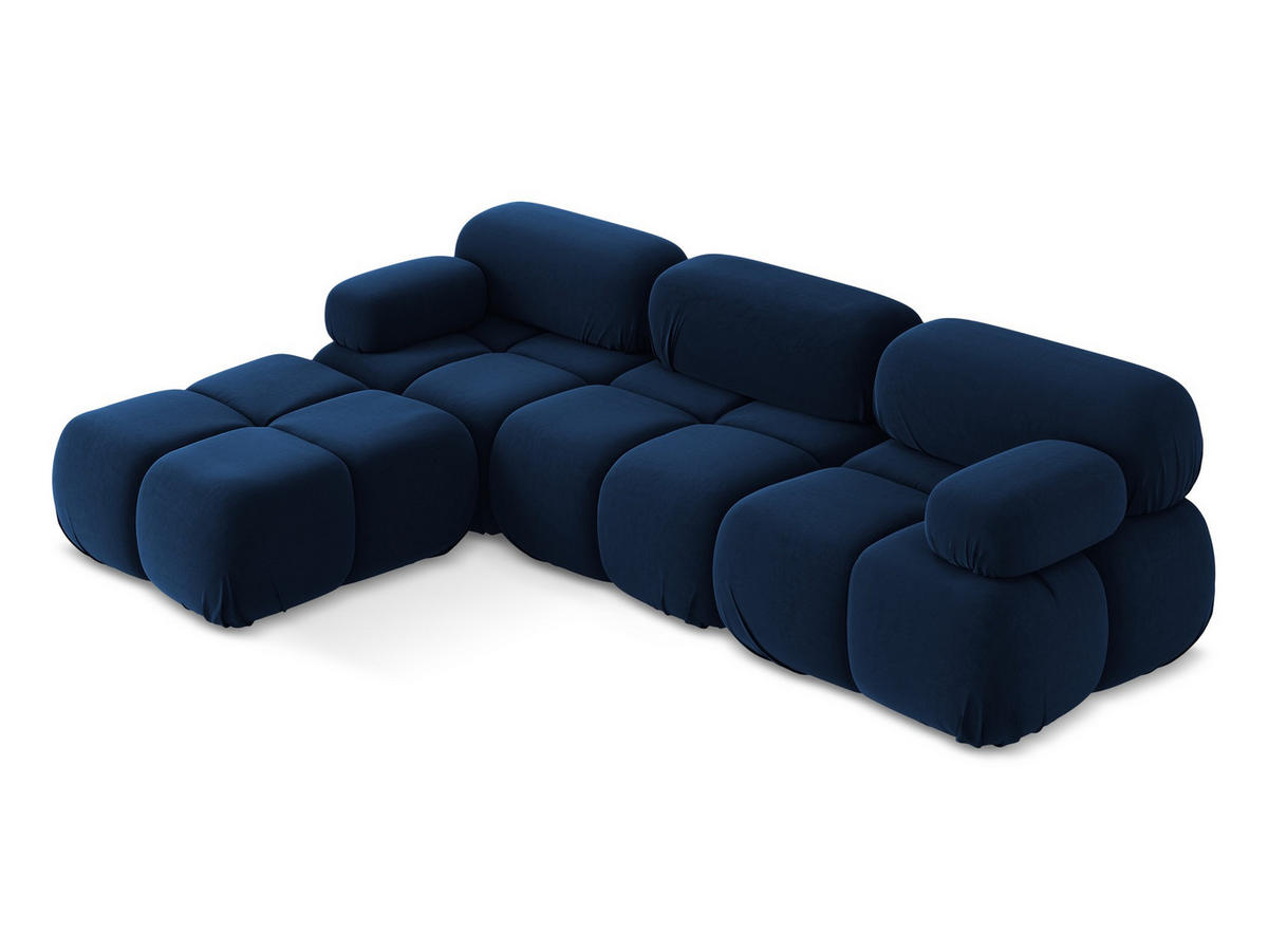 ECKSOFA Beidseitig Samt Stoff Blau - Blau/Schwarz, Kunststoff/Textil (285/191cm) - Makamii