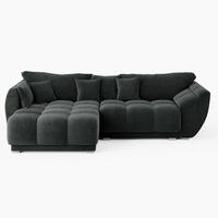 ECKSOFA LARGO Links Dunkelgrün Velours Premium L-Form Couch mit Schlaffunktion & Bettkasten - Dunkelgrün/Schwarz, Holz (180/285cm) - Barchello