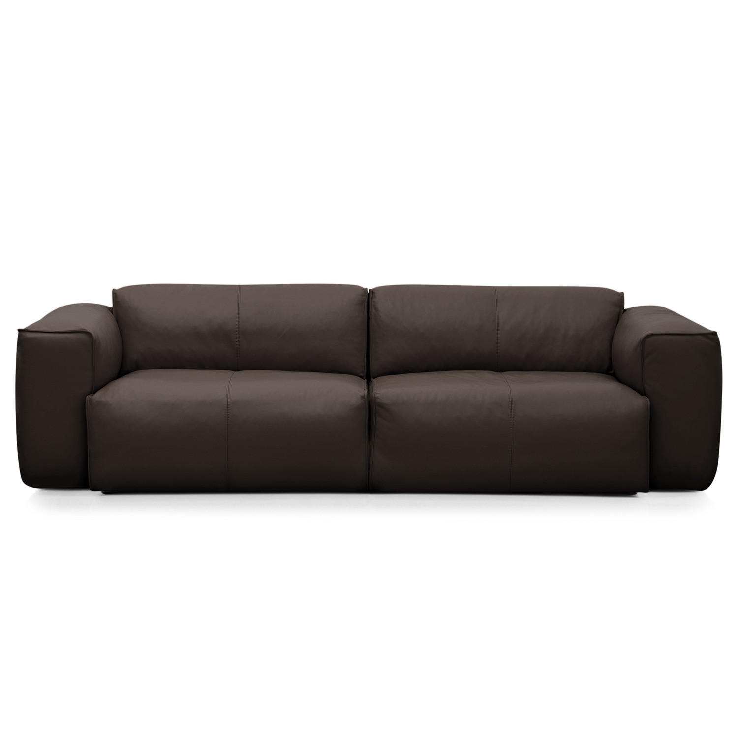 3-SITZER SOFA - Dunkelbraun/Schwarz, Leder (251/71/102cm) - home24