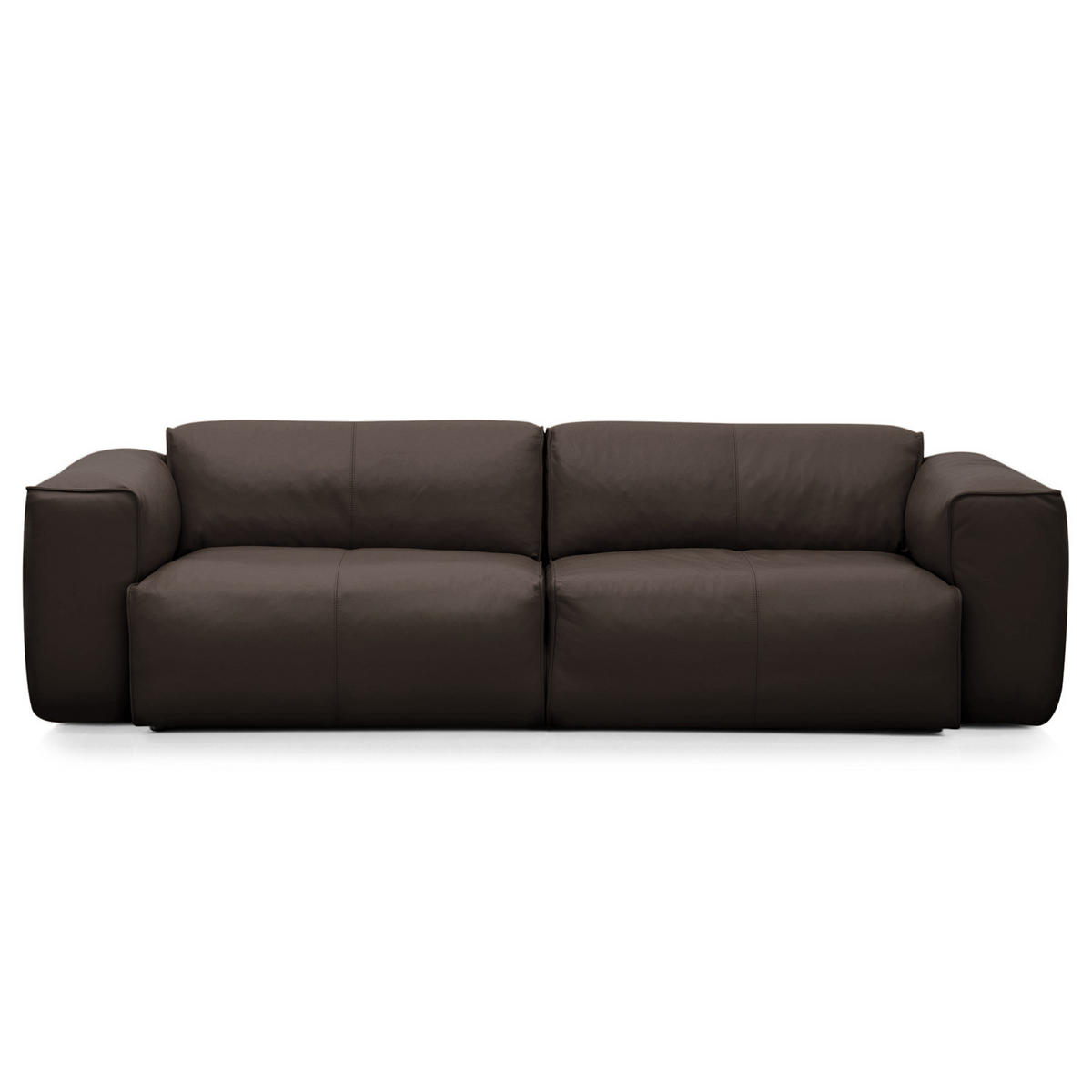 3-SITZER SOFA - Dunkelbraun/Schwarz, Leder/Kunststoff (251/71/102cm) - home24