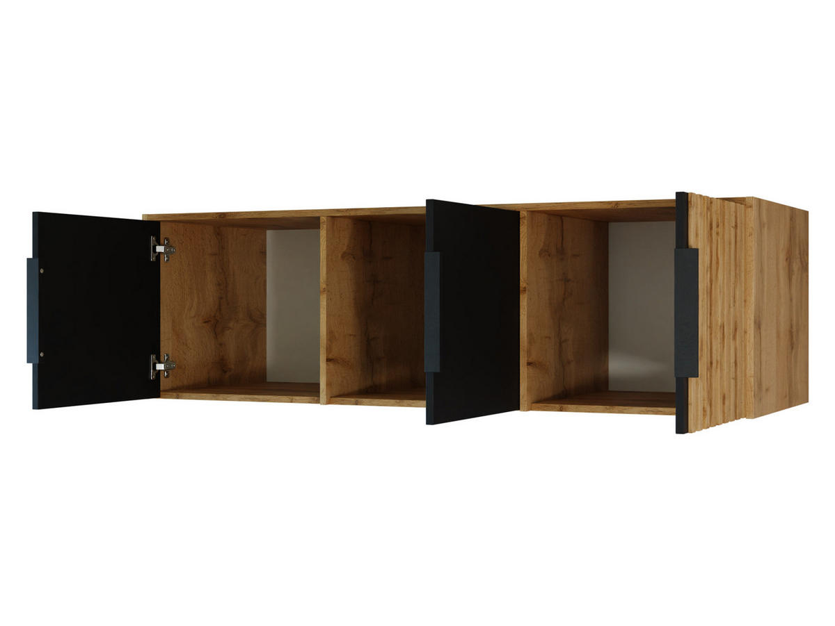 KLEIDERSCHRANK Bali Lux D3 mit Schrankaufsatz - Schwarz/Braun, Holzwerkstoff/Metall (150/245/58cm) - MIRJAN24